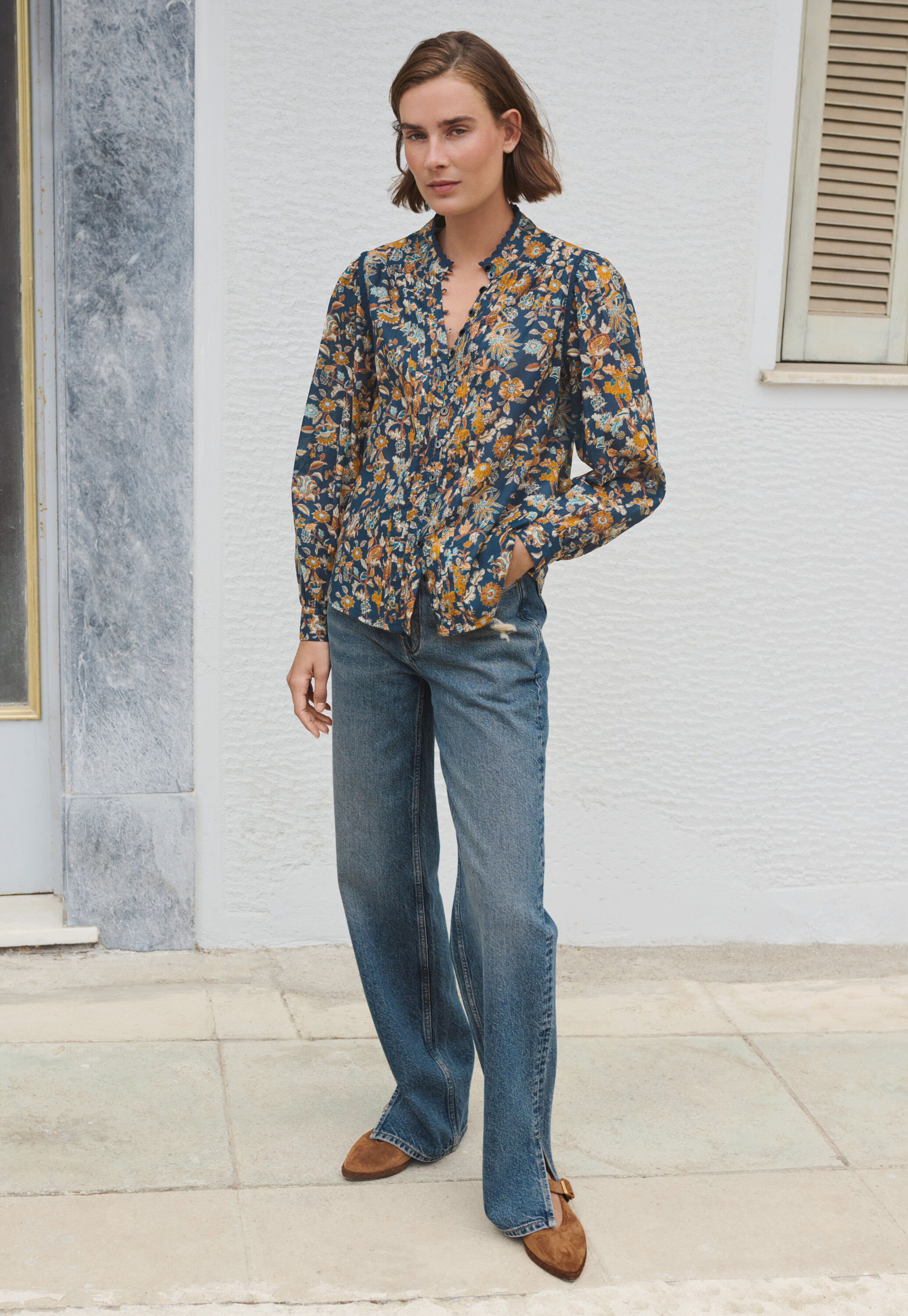 Bluse mit Biesen
