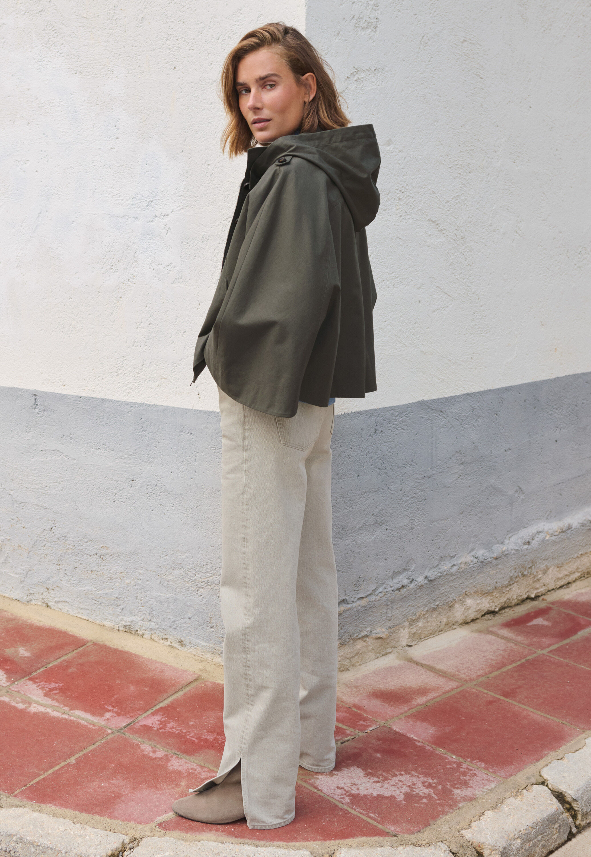 Cape, Dunkles Khaki, large