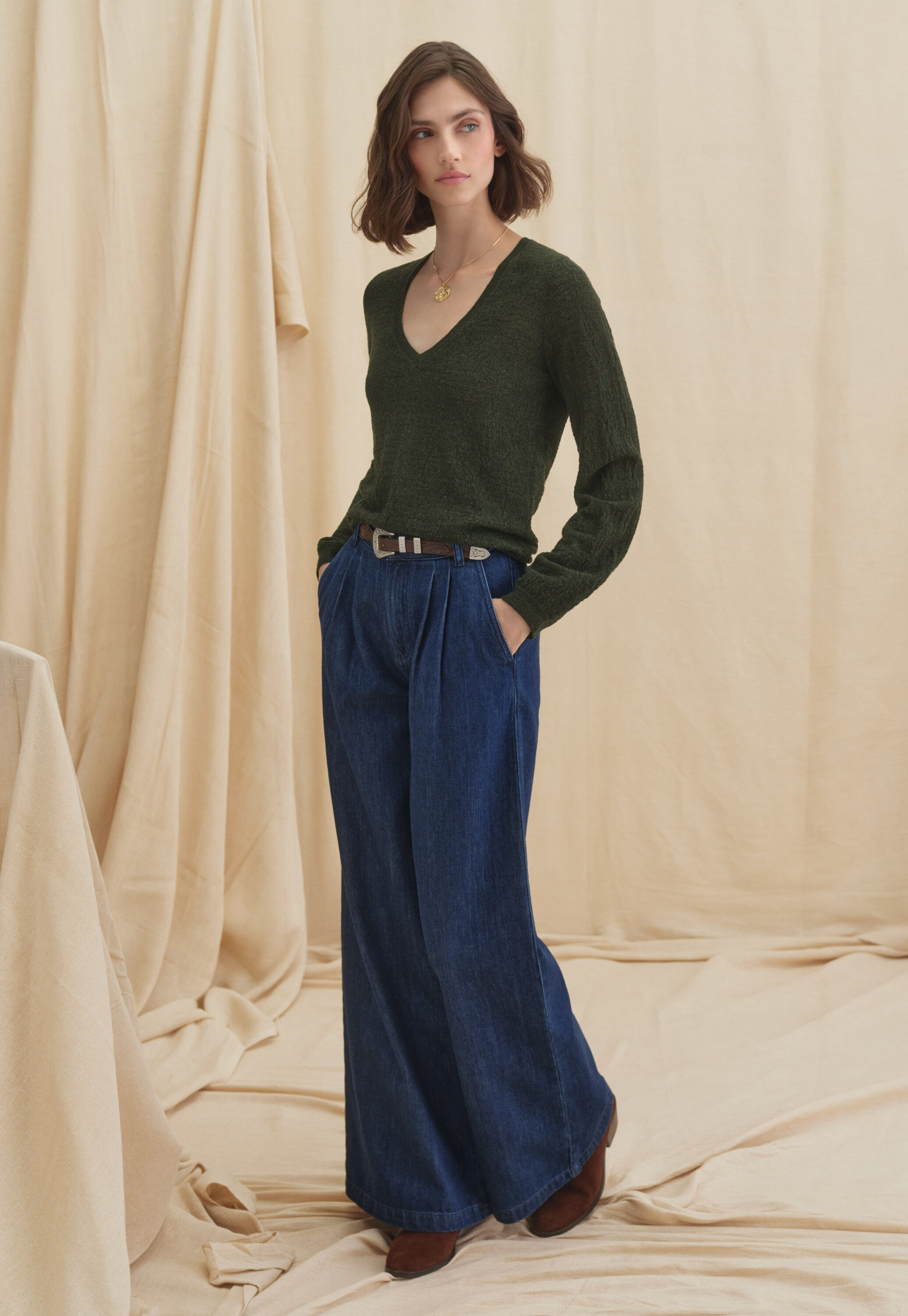 Weiche Jeans mit weitem Bein