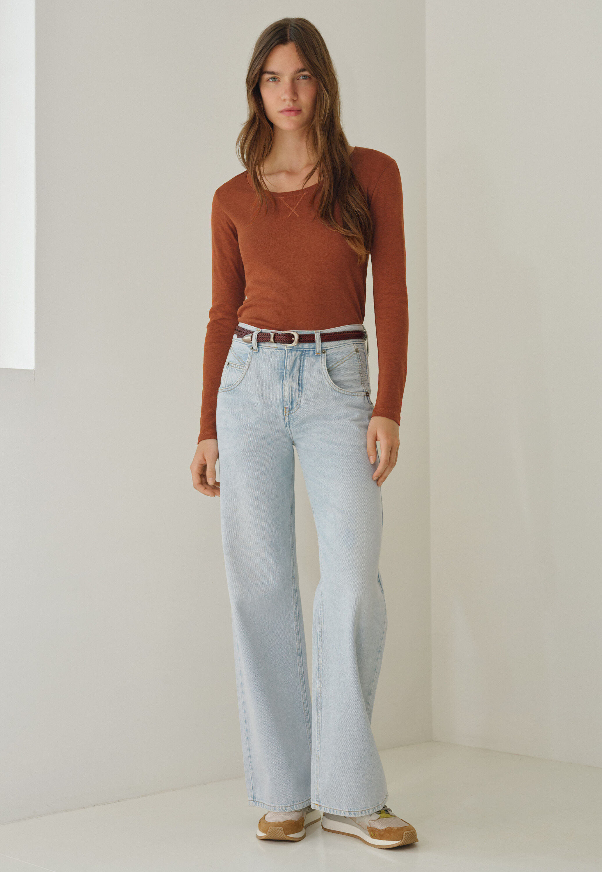 Top mit U-Ausschnitt, Rostorange, large