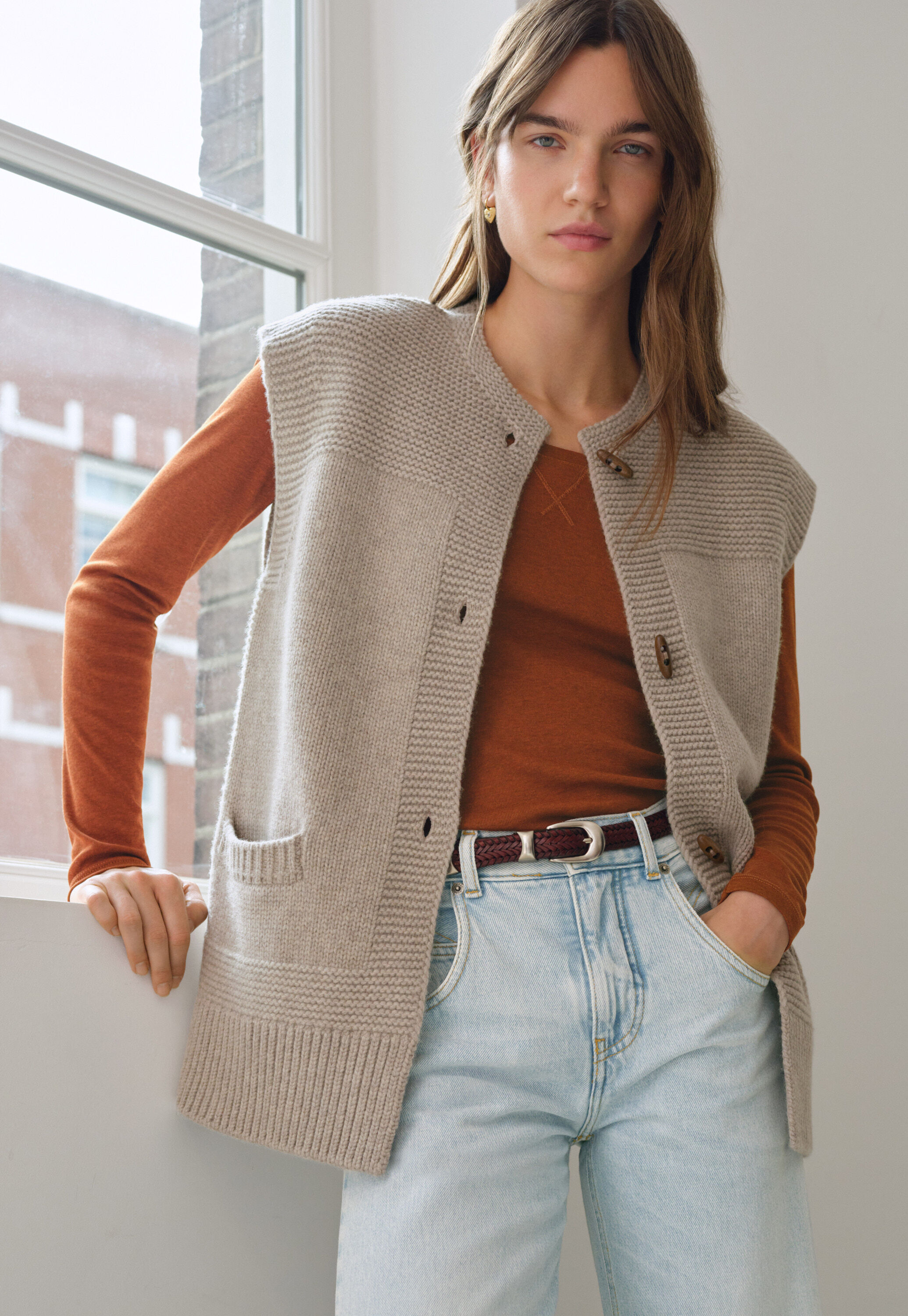 Top mit U-Ausschnitt, Rostorange, large