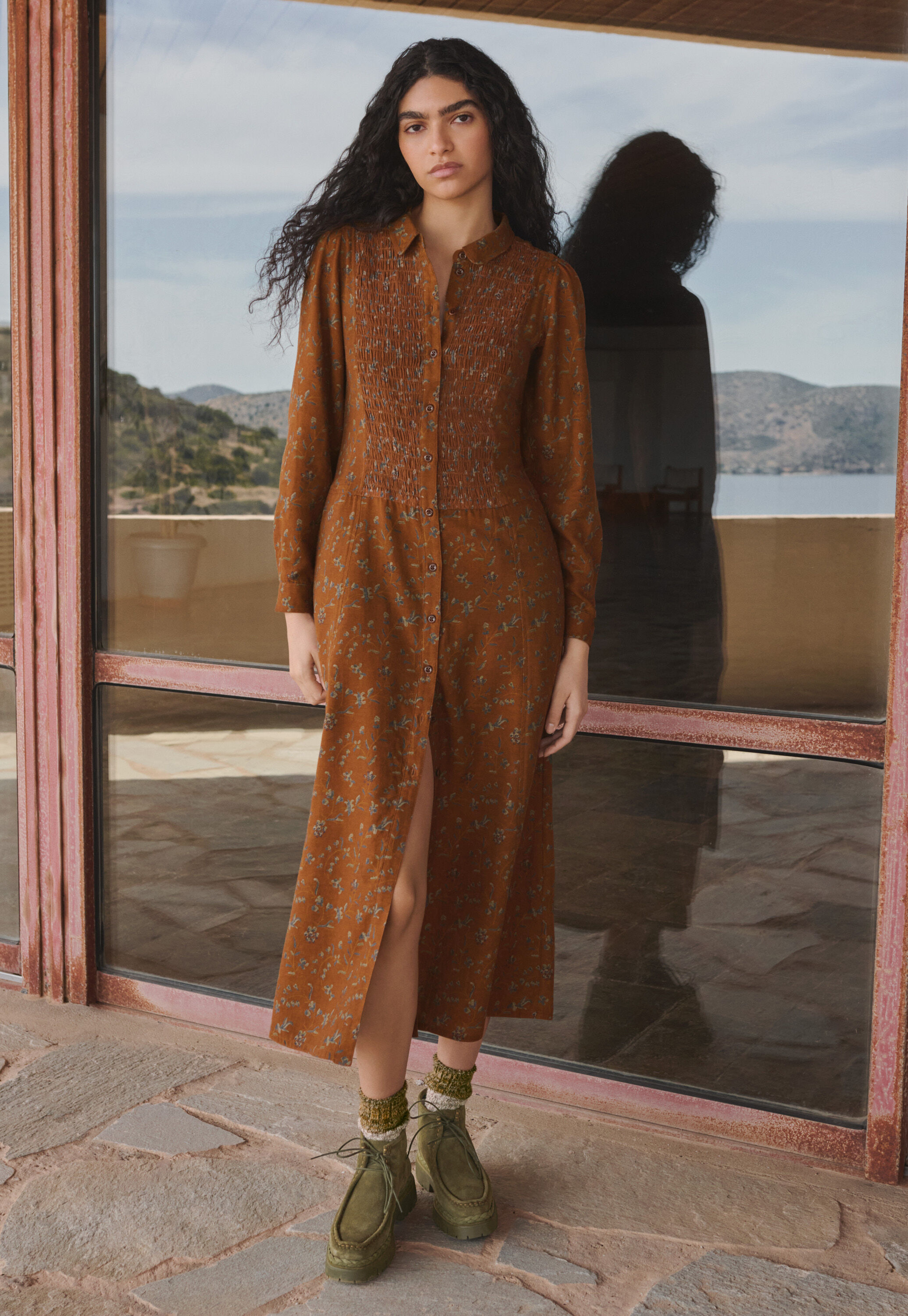 Bedrucktes Kleid mit Kr&auml;uselungen