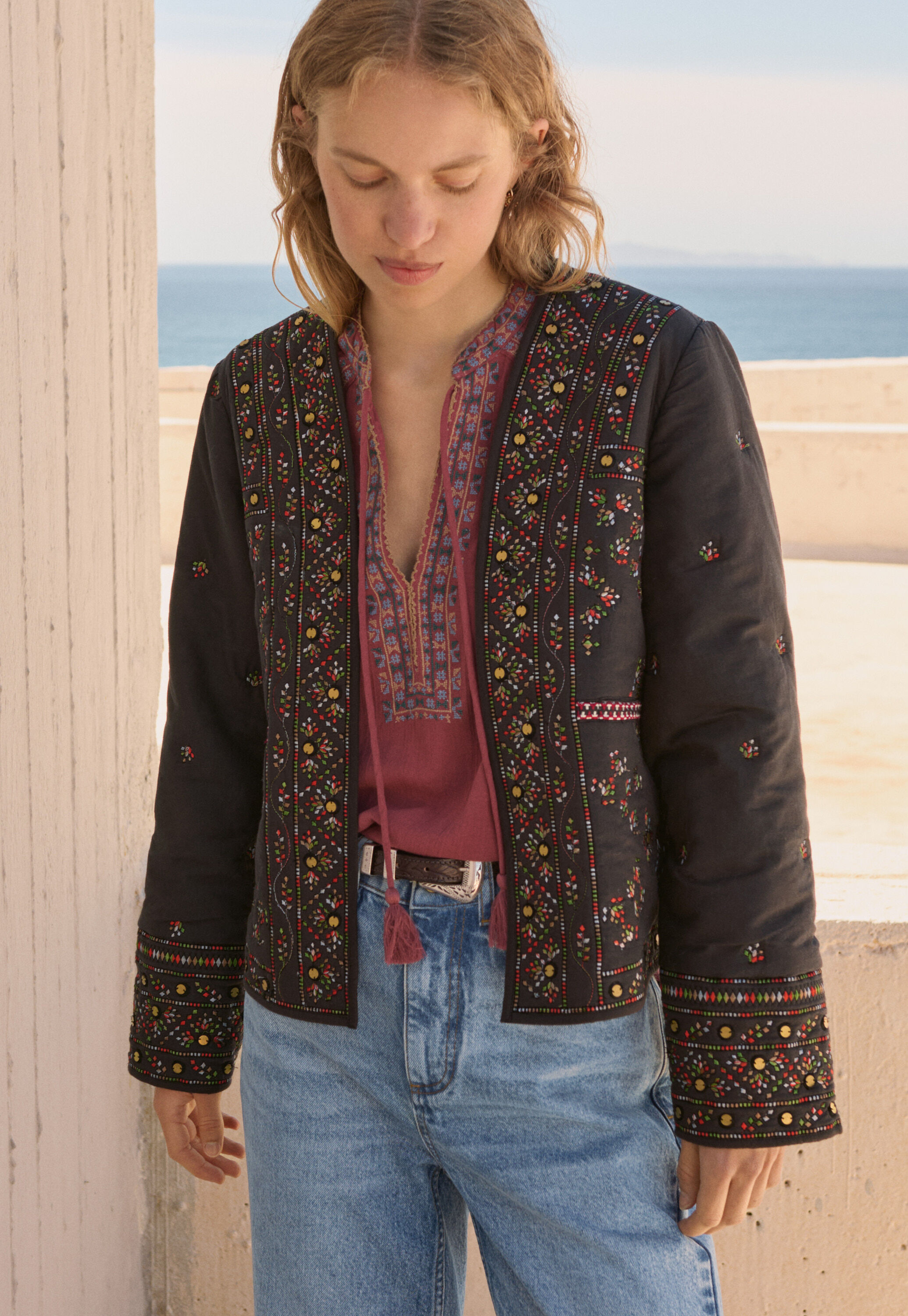 Bestickte Steppjacke
