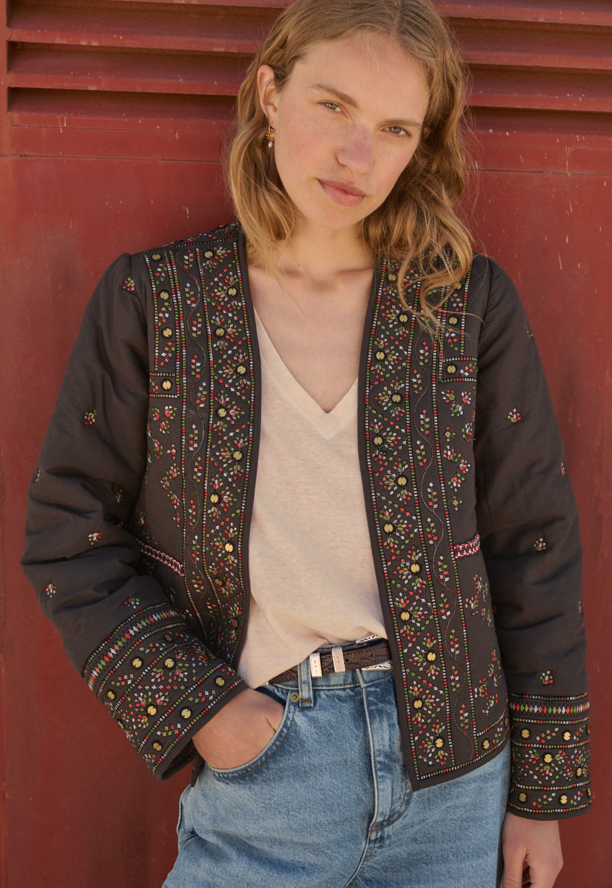 Bestickte Steppjacke