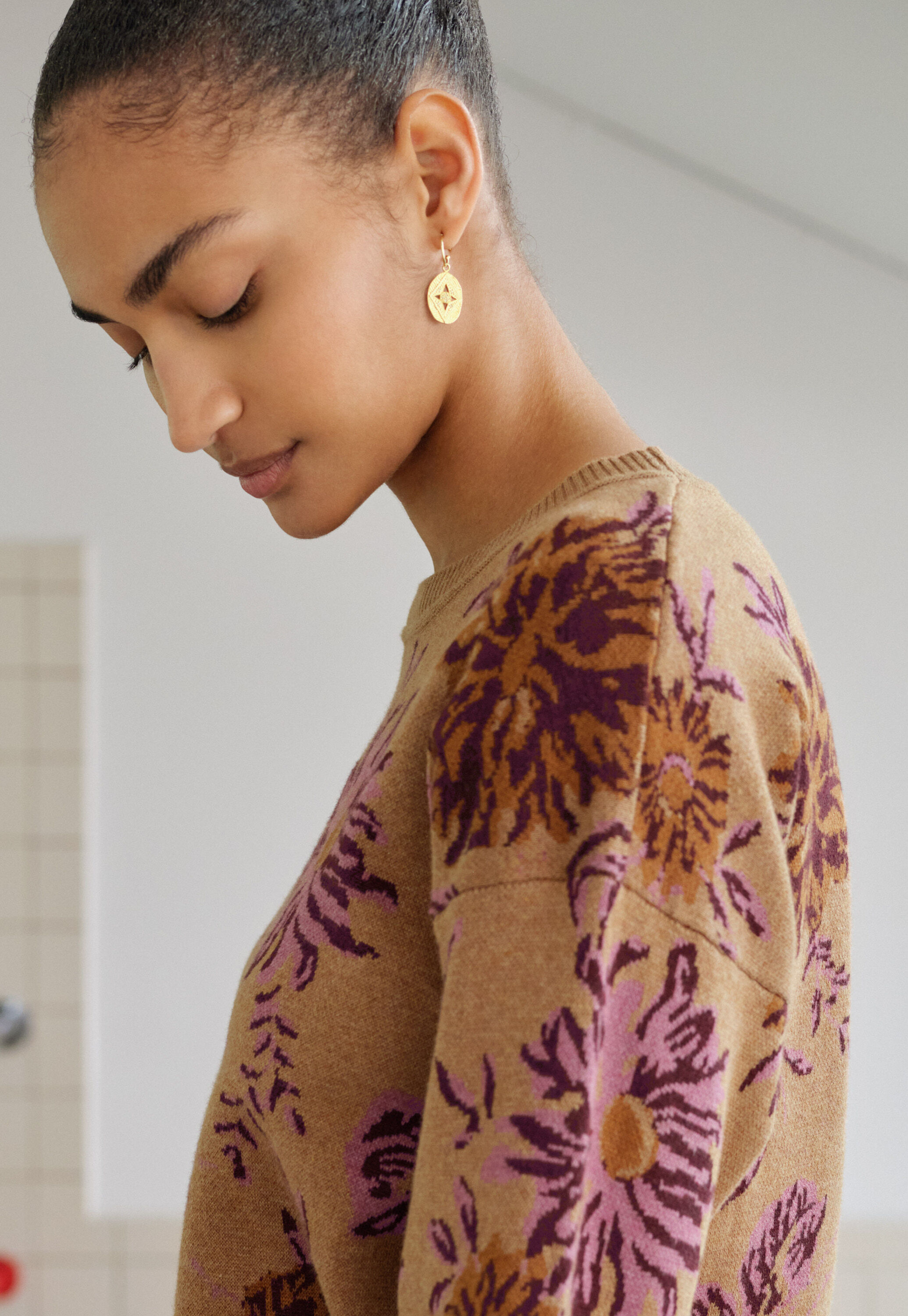 Jacquard-Pullover, Karamell/Orchidee, large