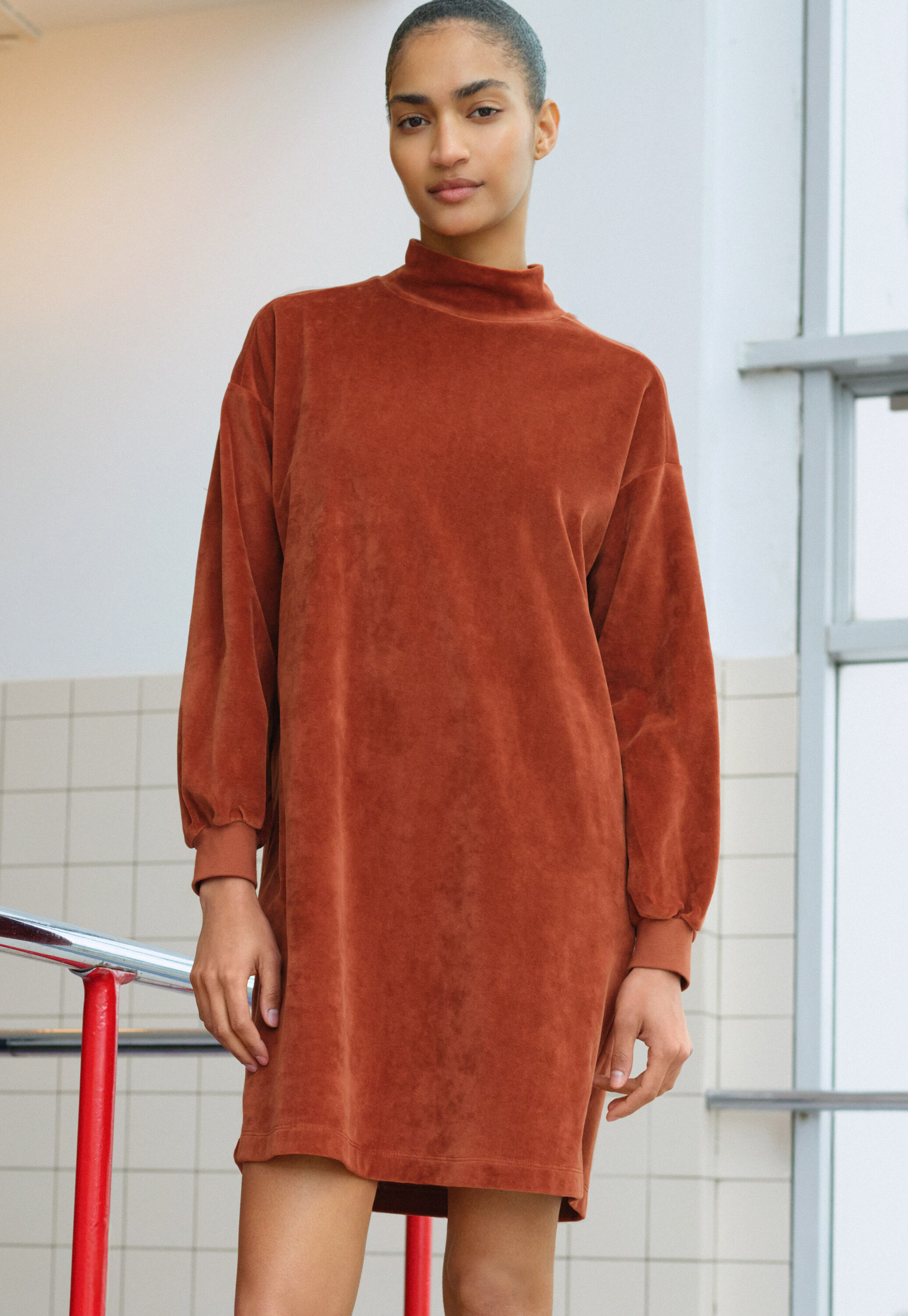 Sweatshirtkleid aus Jersey, Chili, large