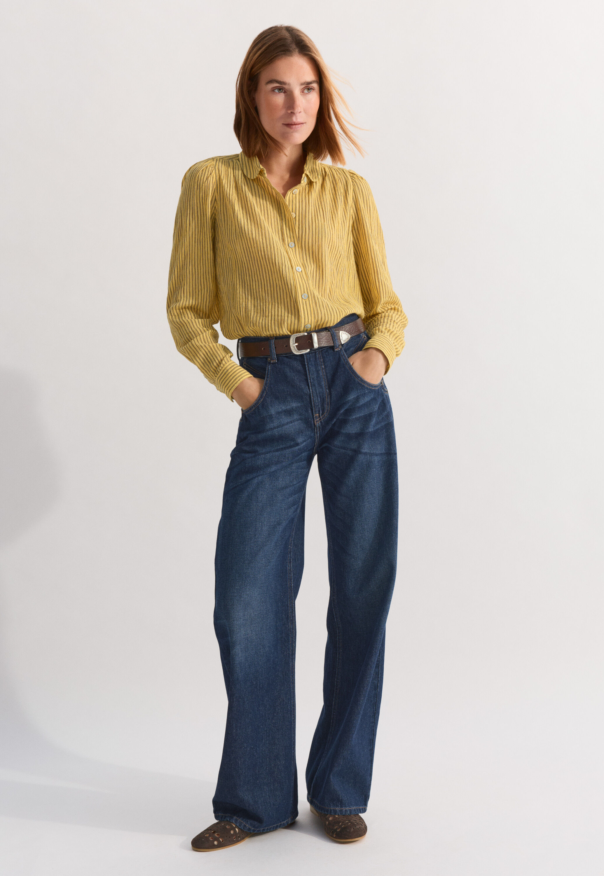 Gestreifte Crinkle-Bluse