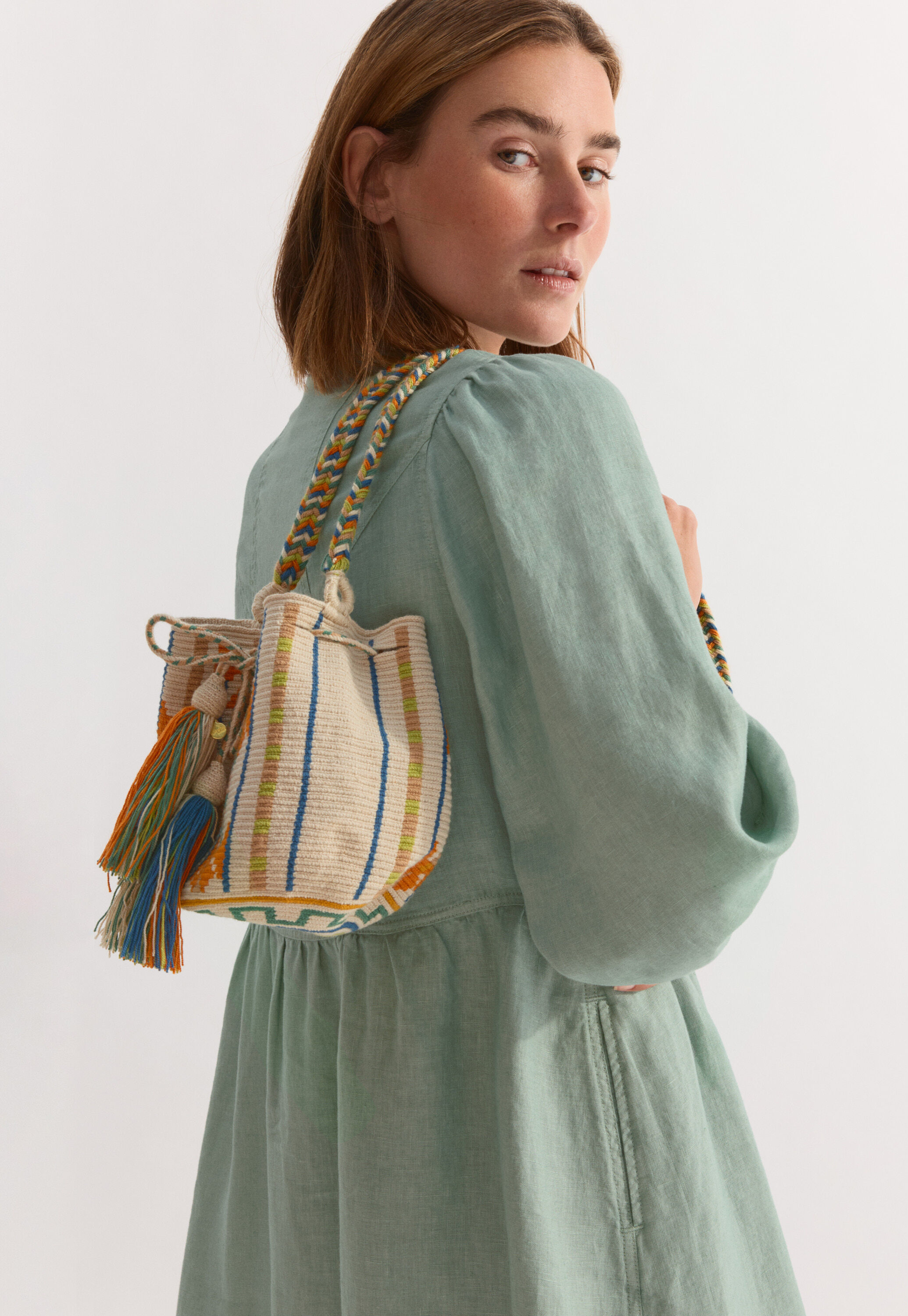 Crossbody-Tasche, Ecru/Orange, large