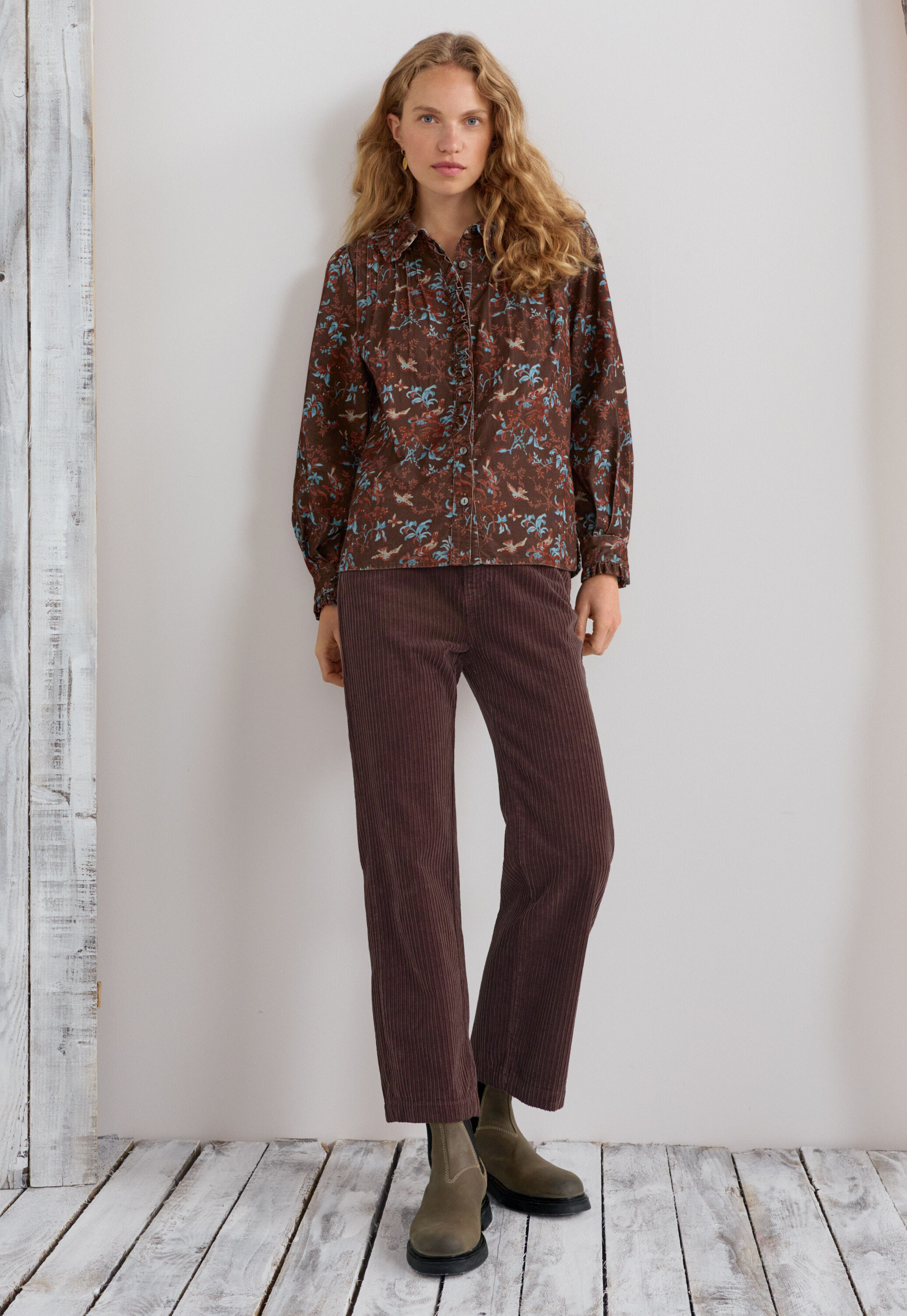 Bedruckte Faltenbluse