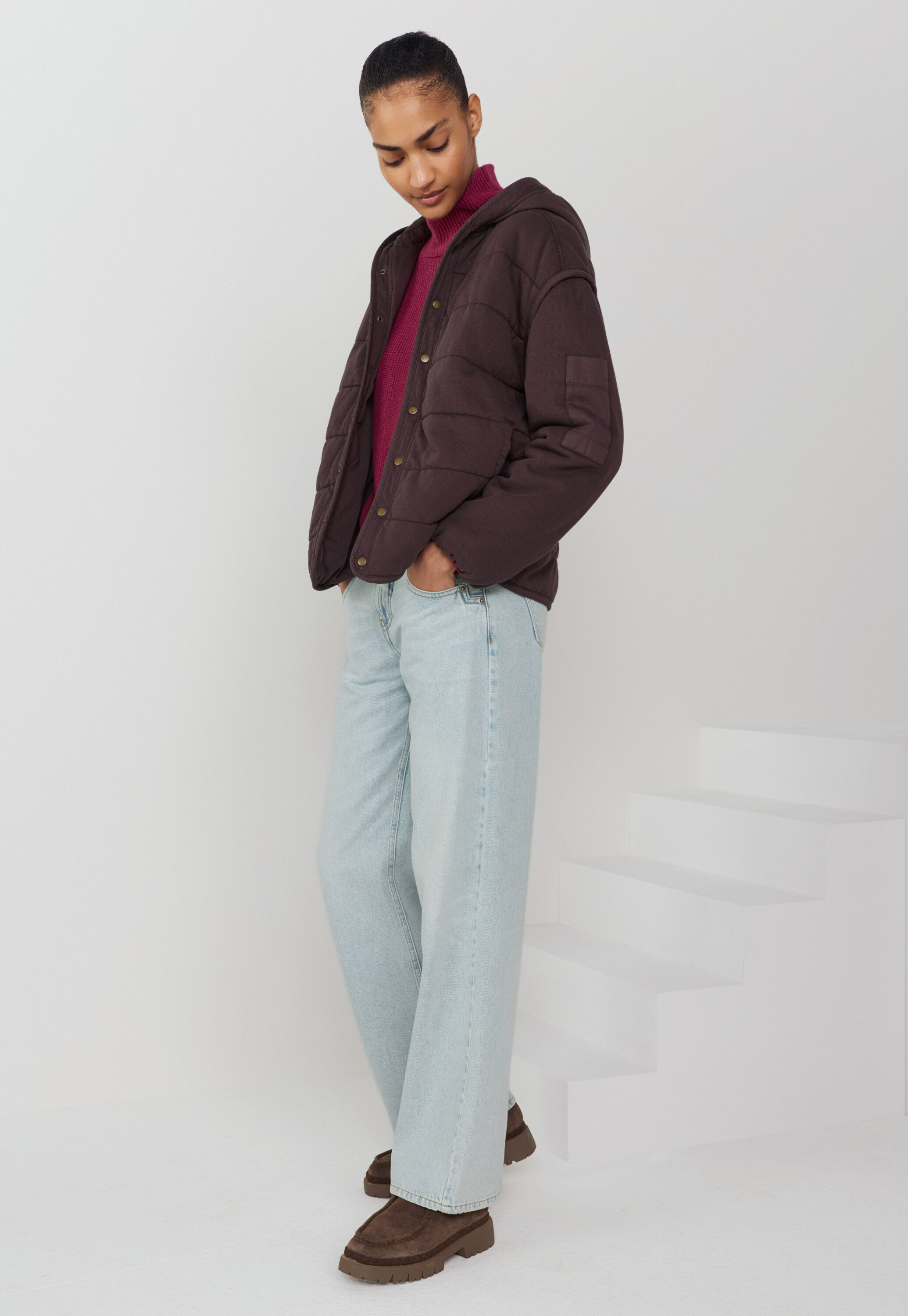 Gesteppte Jacke, Espresso, large