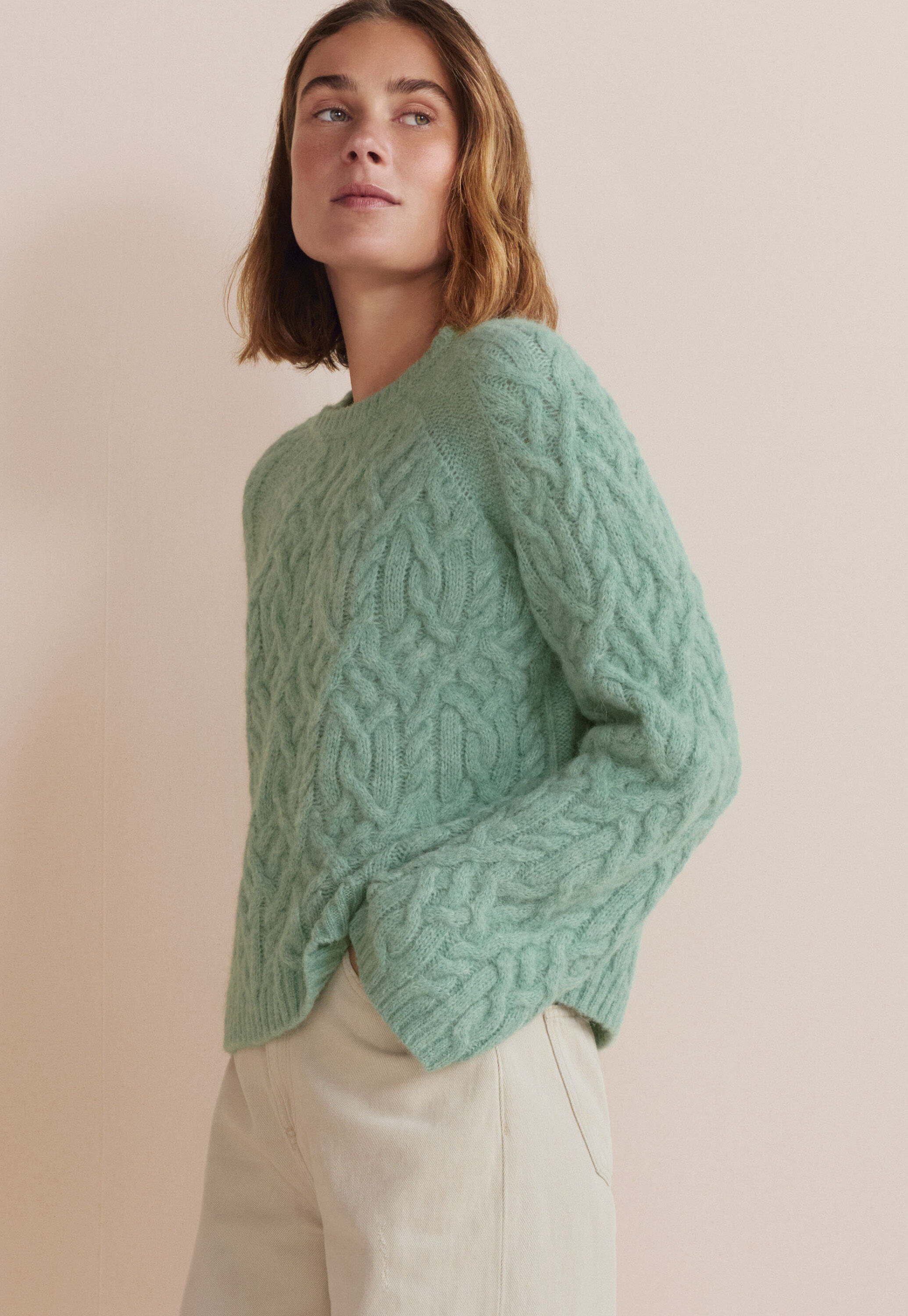 Zopfmuster-Pullover