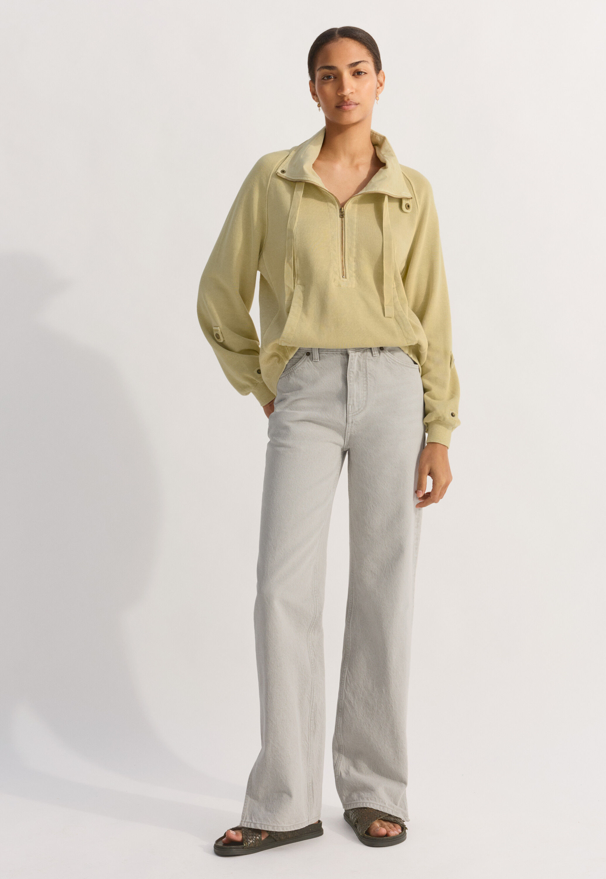 Jeans mit geteiltem Saum, Hellgrau, large