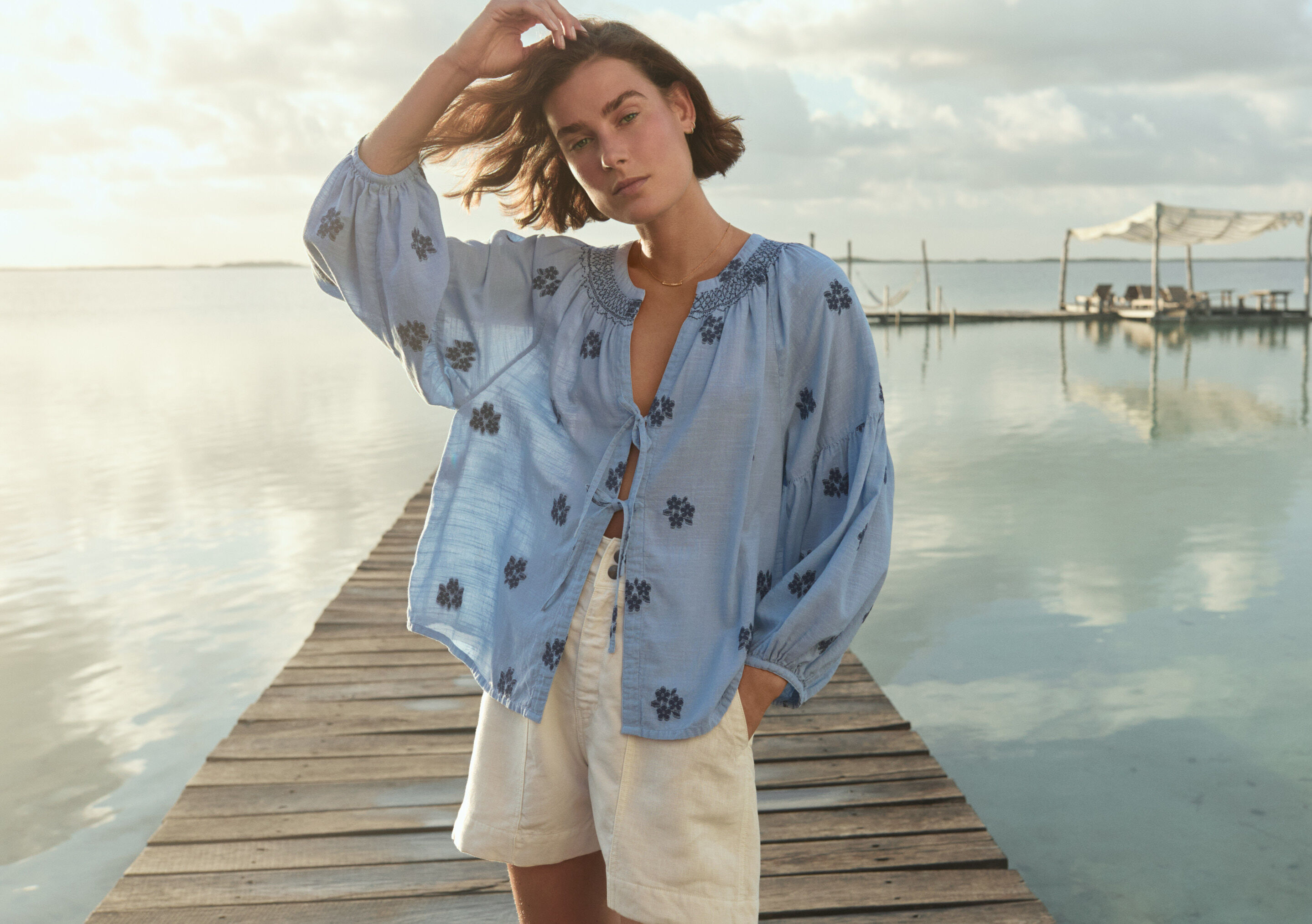 Bluse aus geklipptem Jacquard