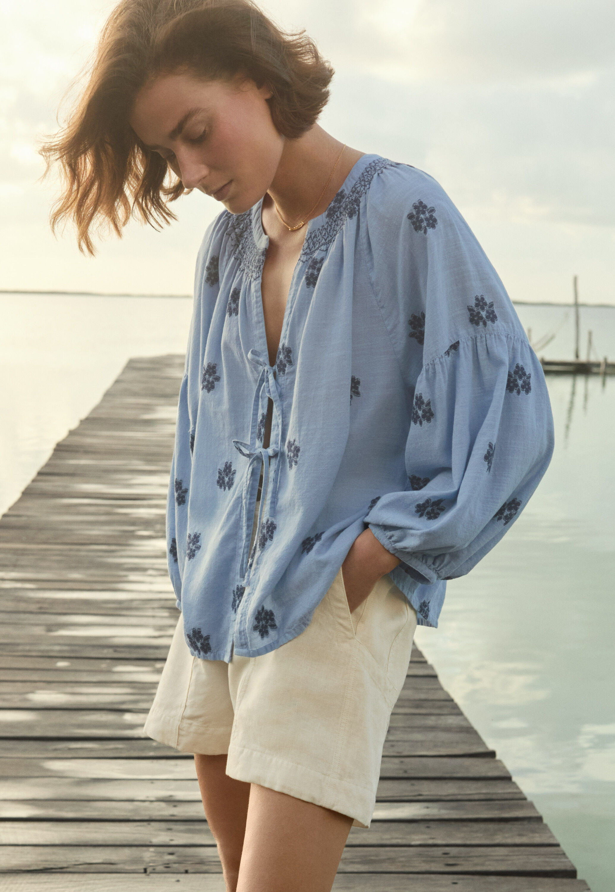 Bluse aus geklipptem Jacquard