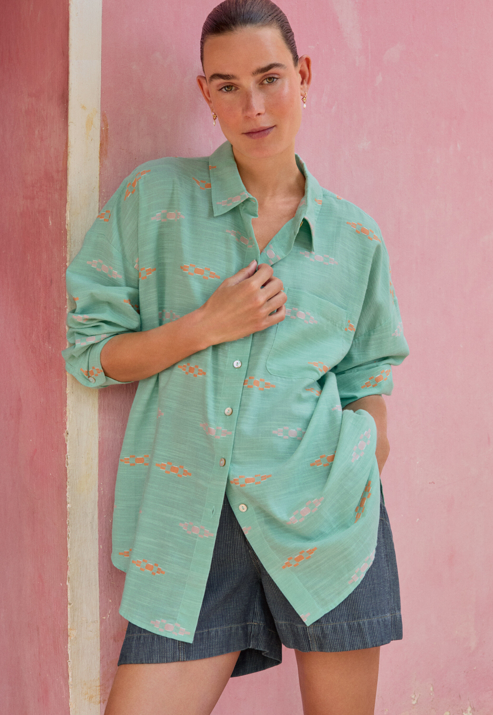 Bluse aus geklipptem Jacquard