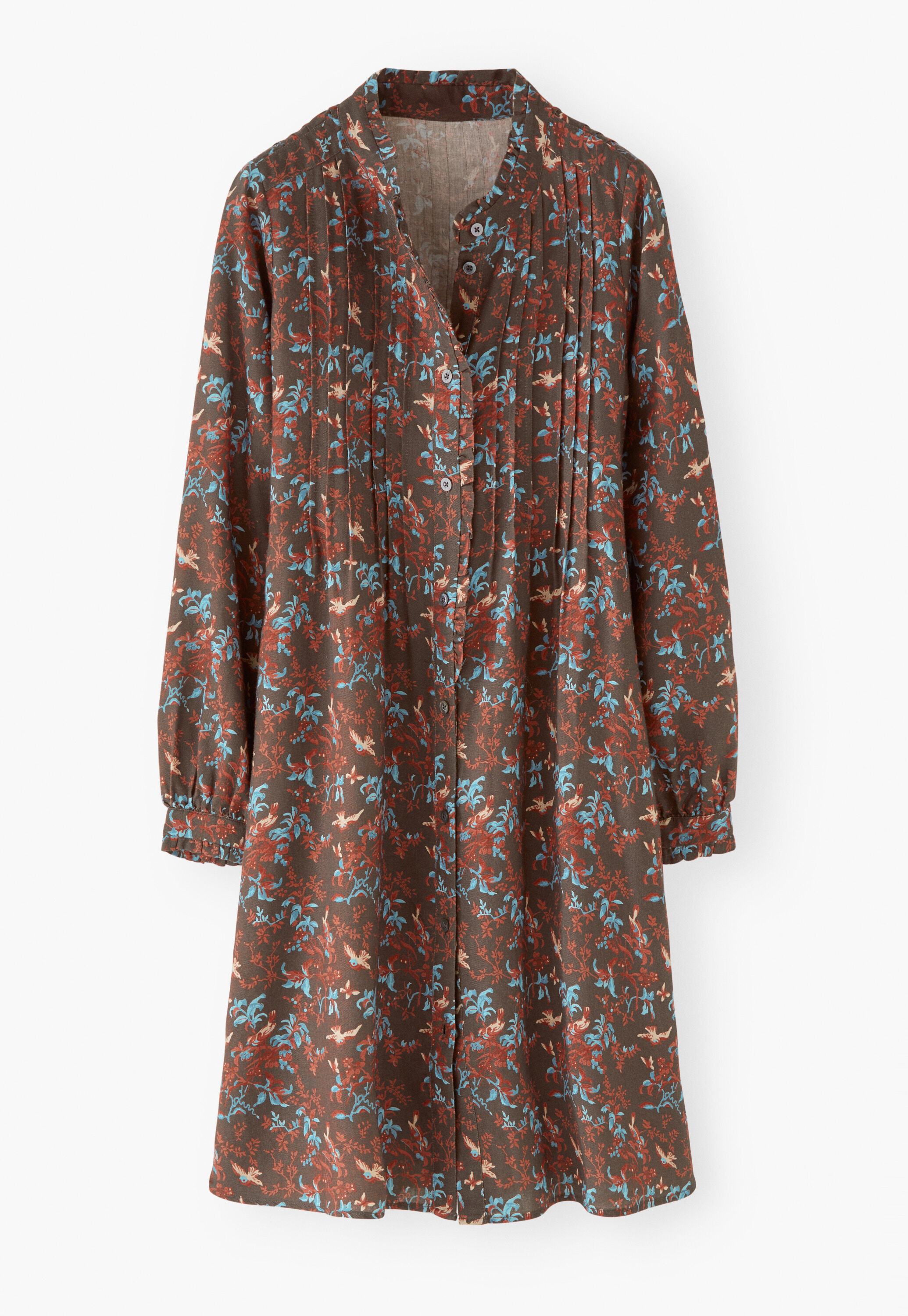 Bedrucktes Hemdblusenkleid, Himbeere/Espresso, large