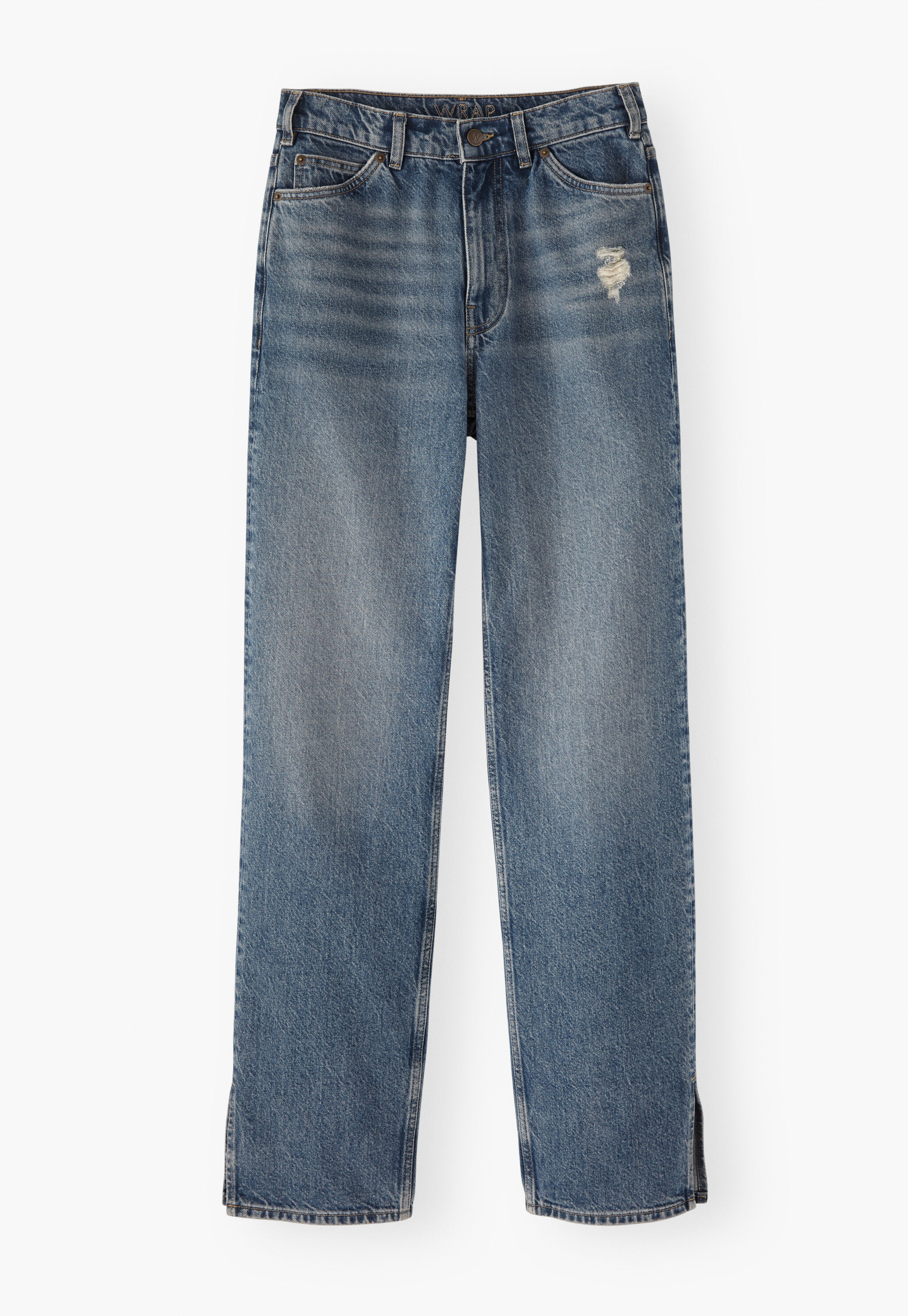 Jeans mit geschlitztem Saum, Marineblau, large