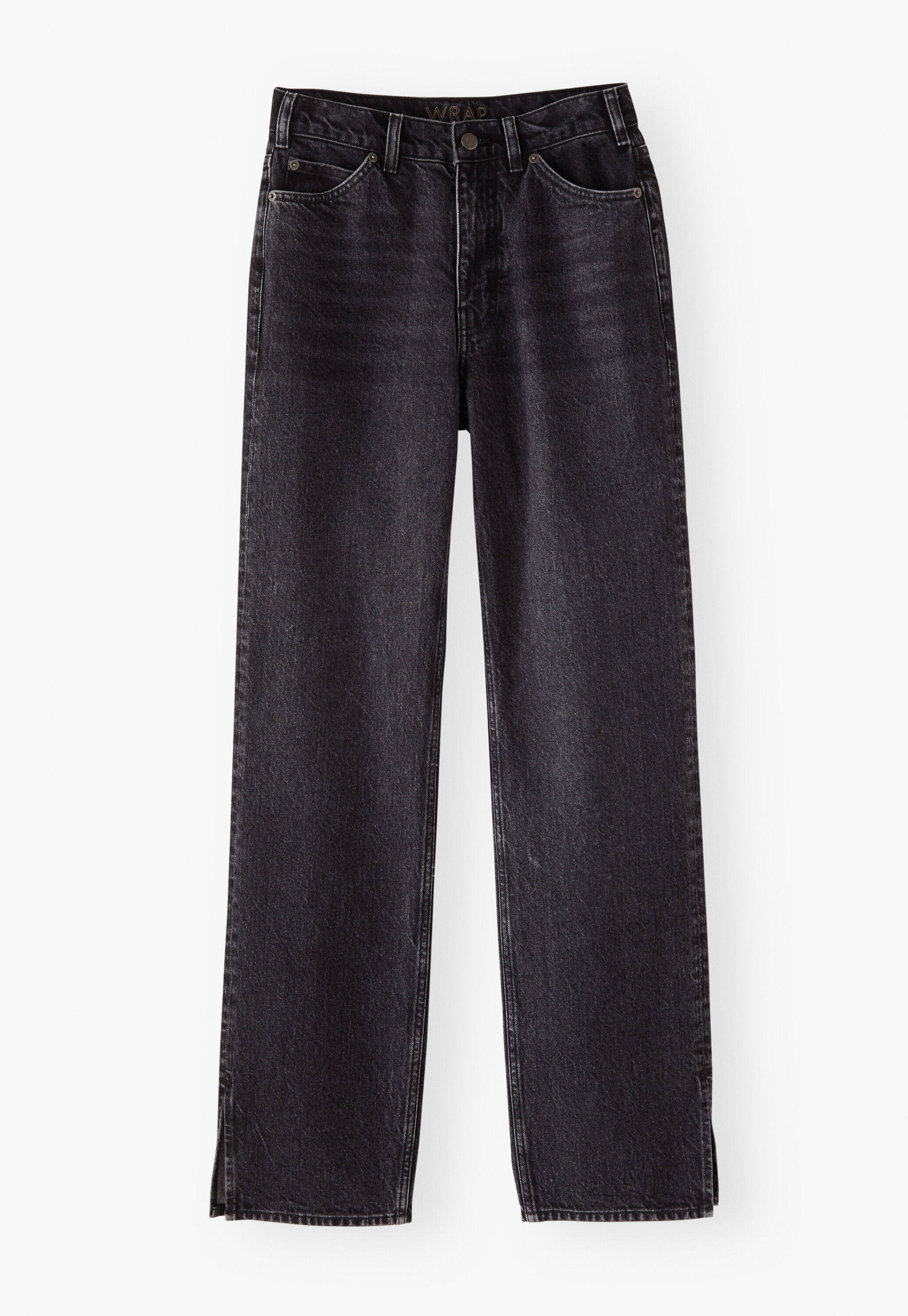 Jeans mit geschlitztem Saum, Gewaschenes Schwarz, large