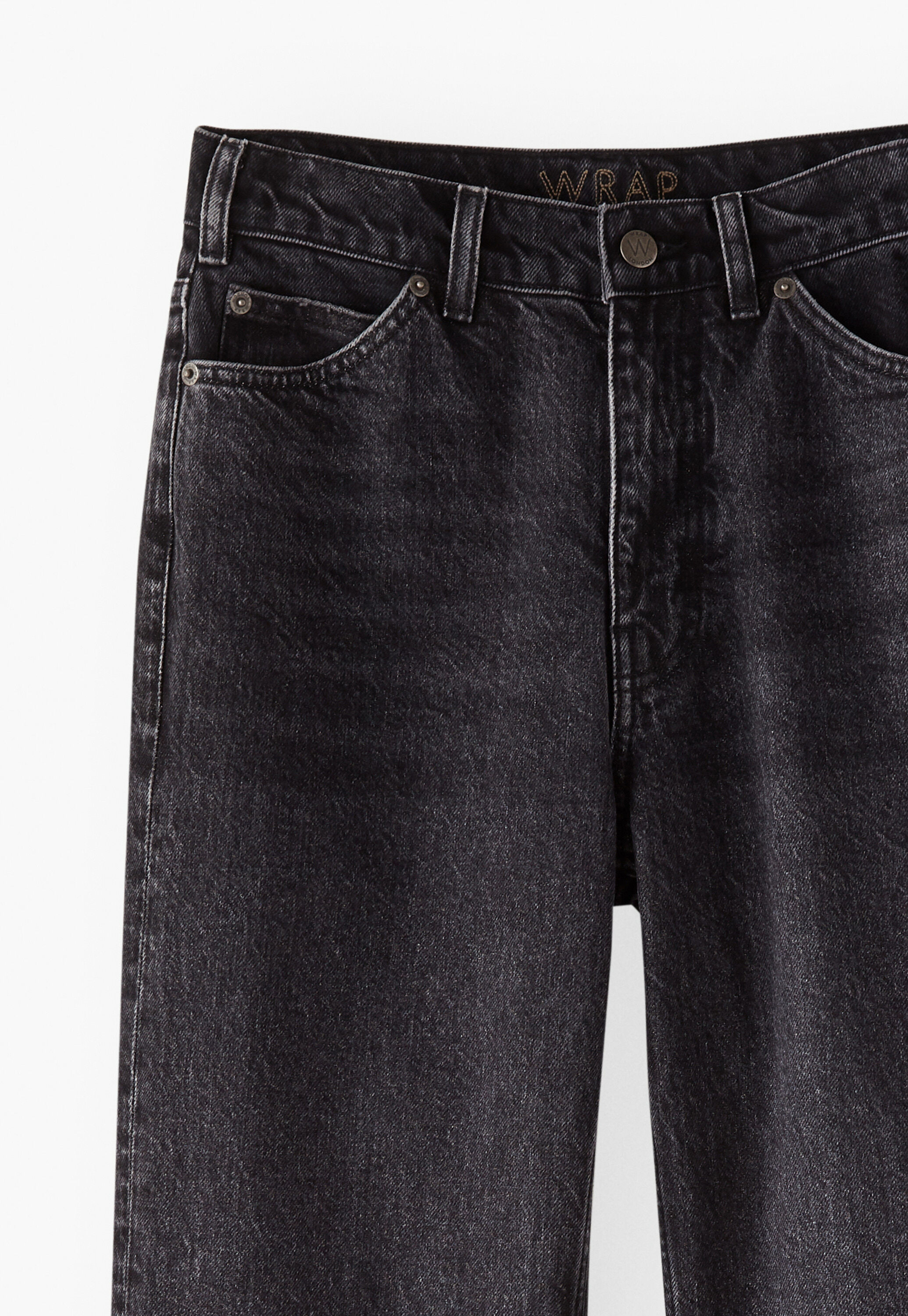 Jeans mit geschlitztem Saum, Gewaschenes Schwarz, large