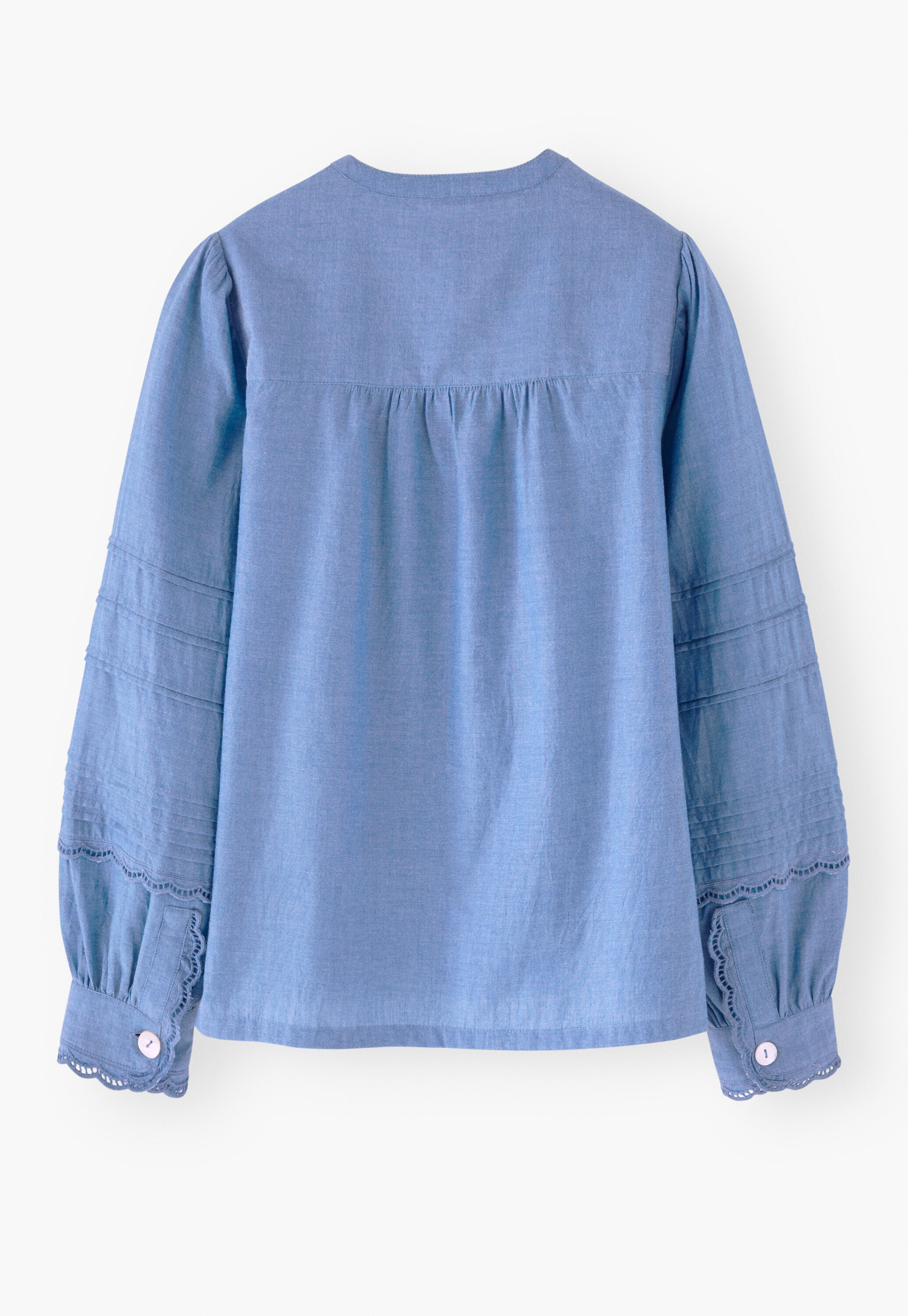 Chambray-Bluse mit Biesen