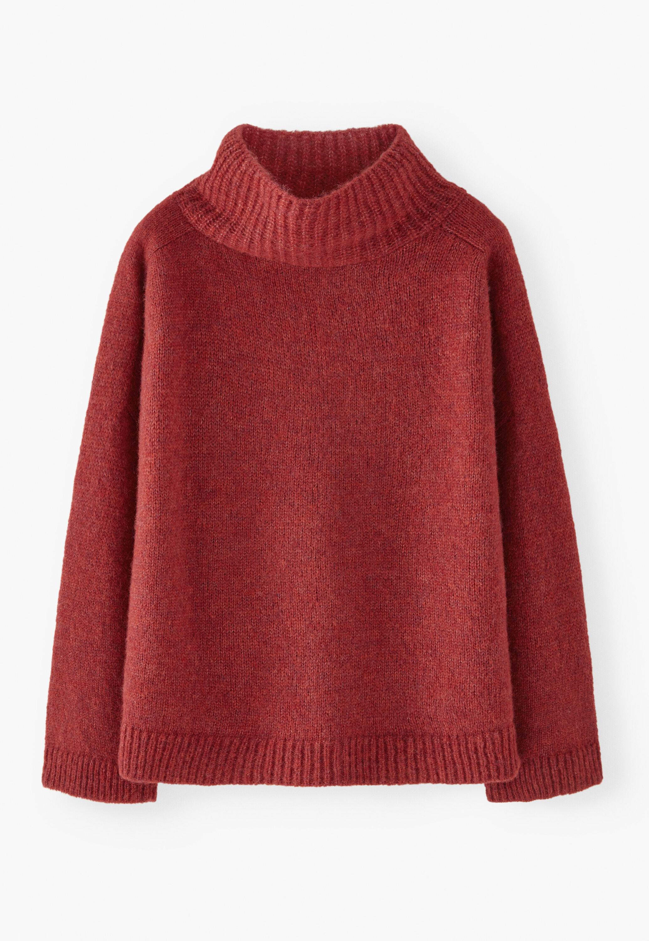 Pullover mit hohem Kragen, Flammenrot, large