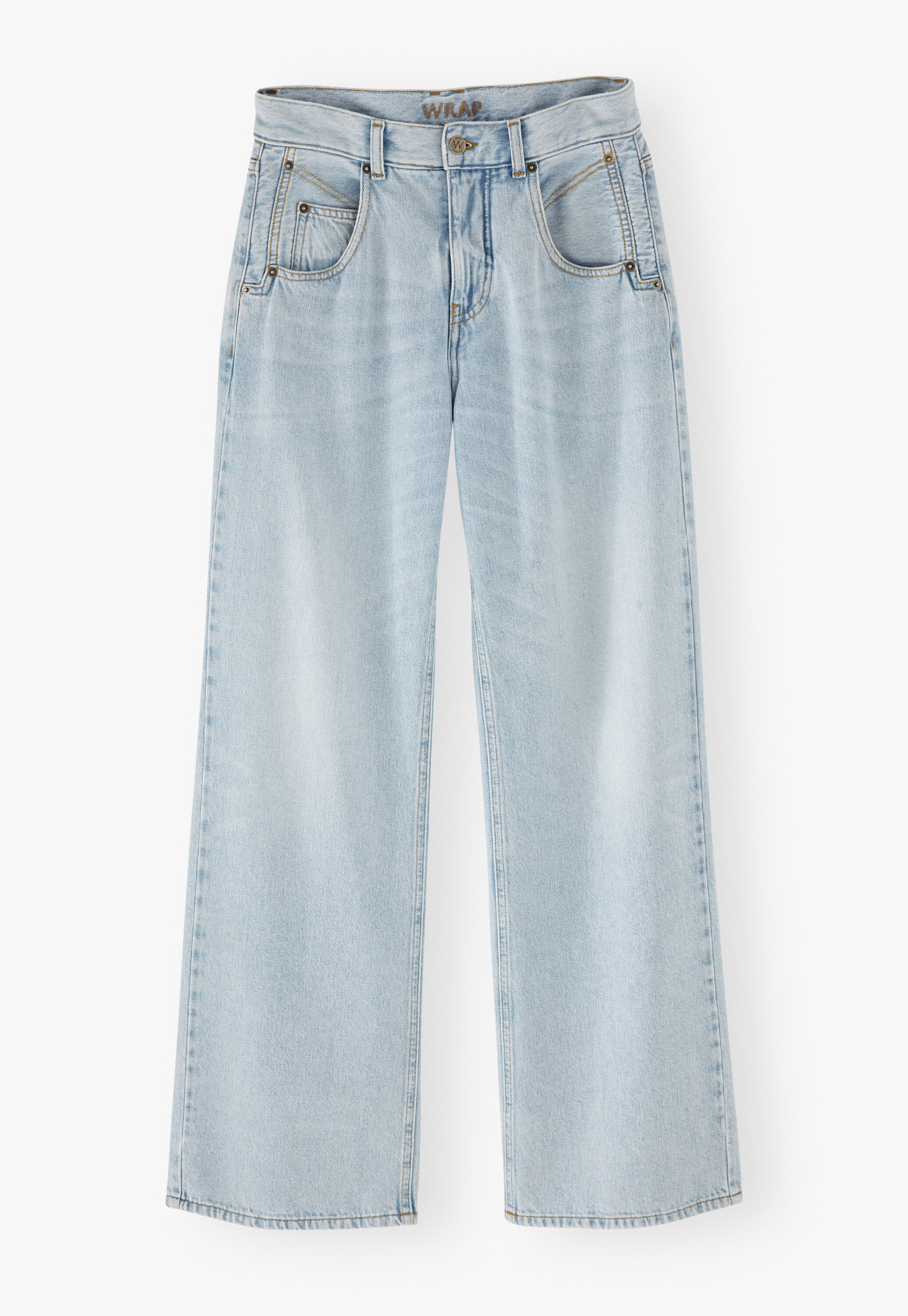 Jeans mit geradem Bein, Blasse Waschung, large