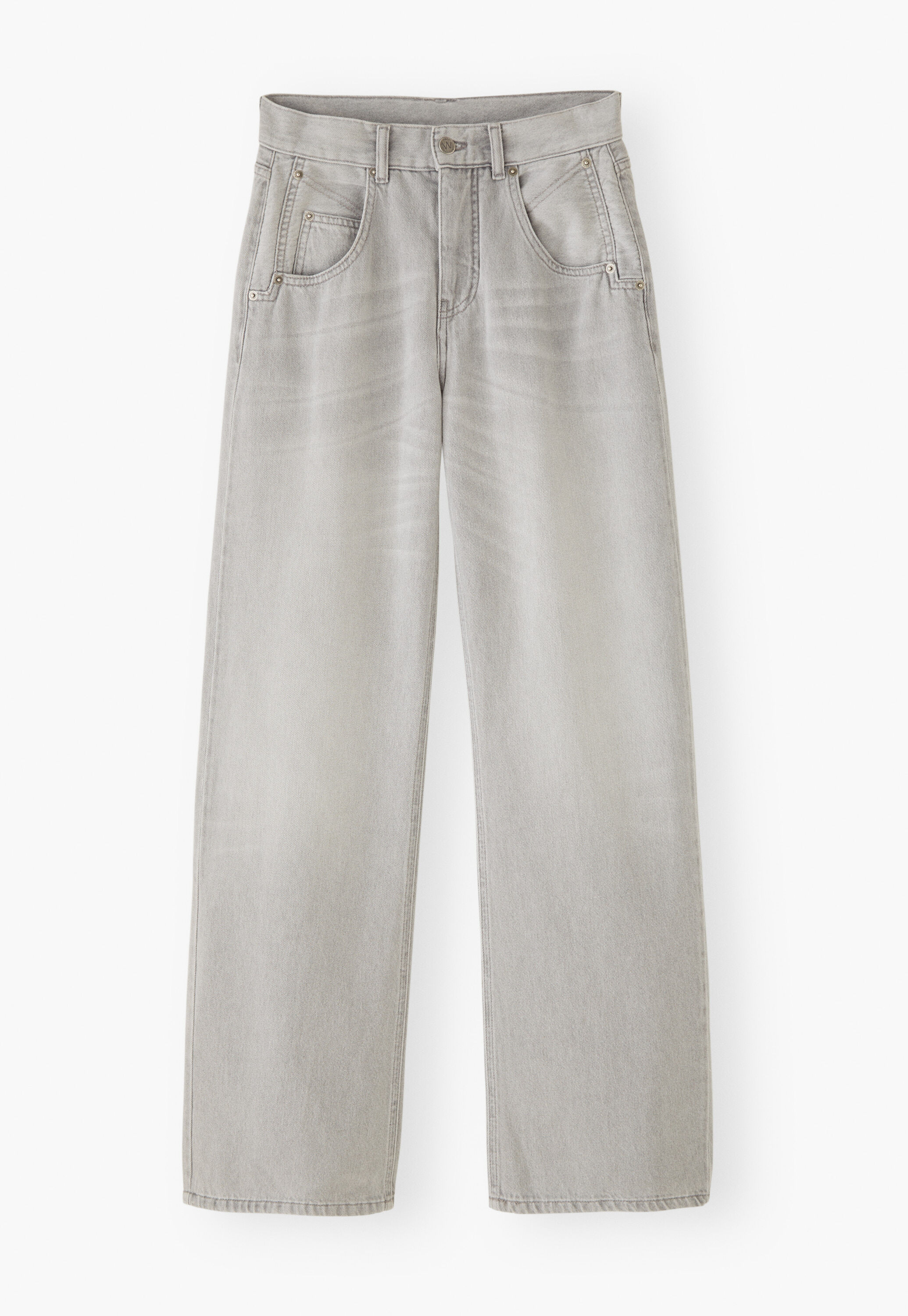 Jeans mit geradem Bein, Grau, large