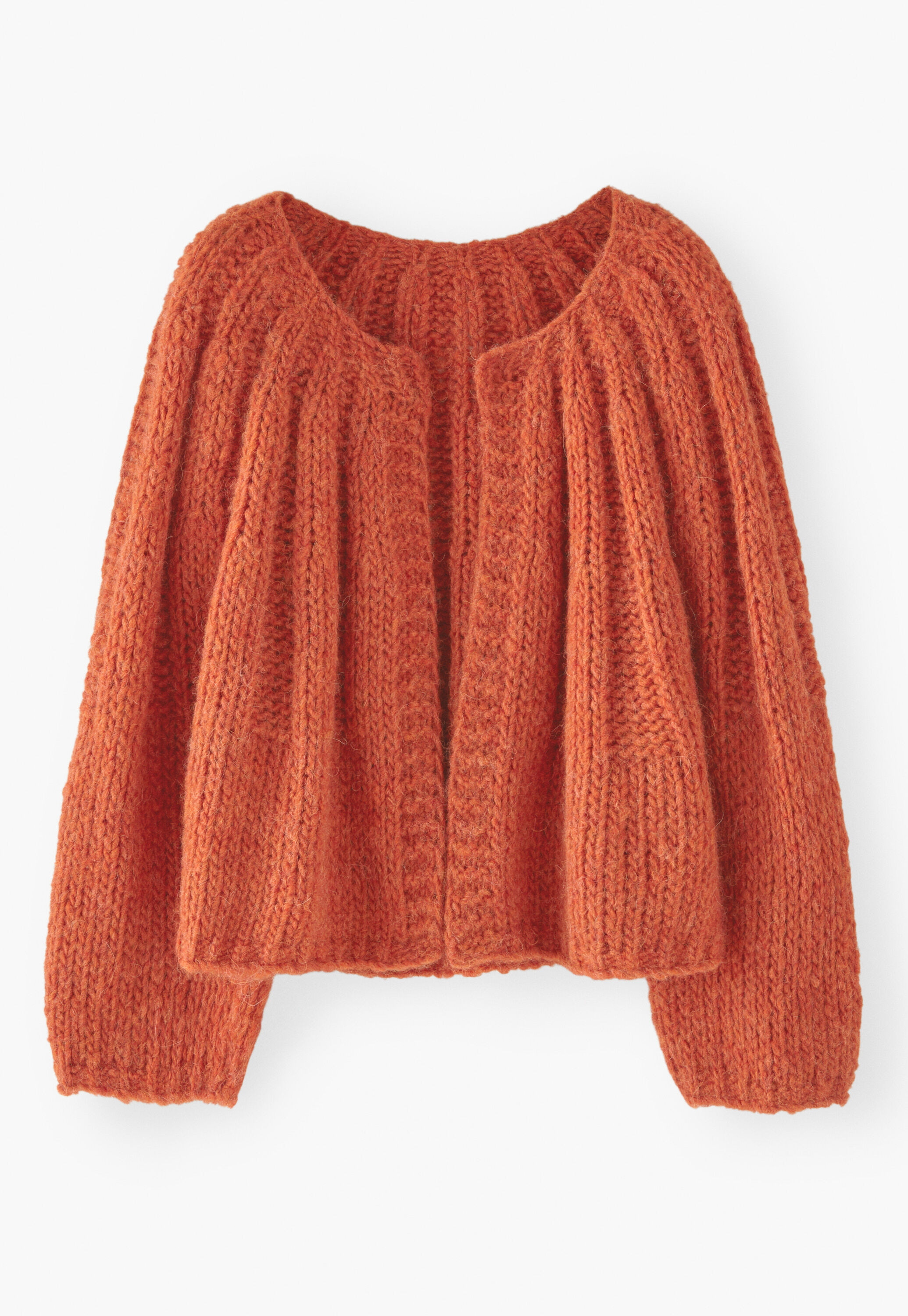 Handgestrickter Cardigan, Chiliorange, large