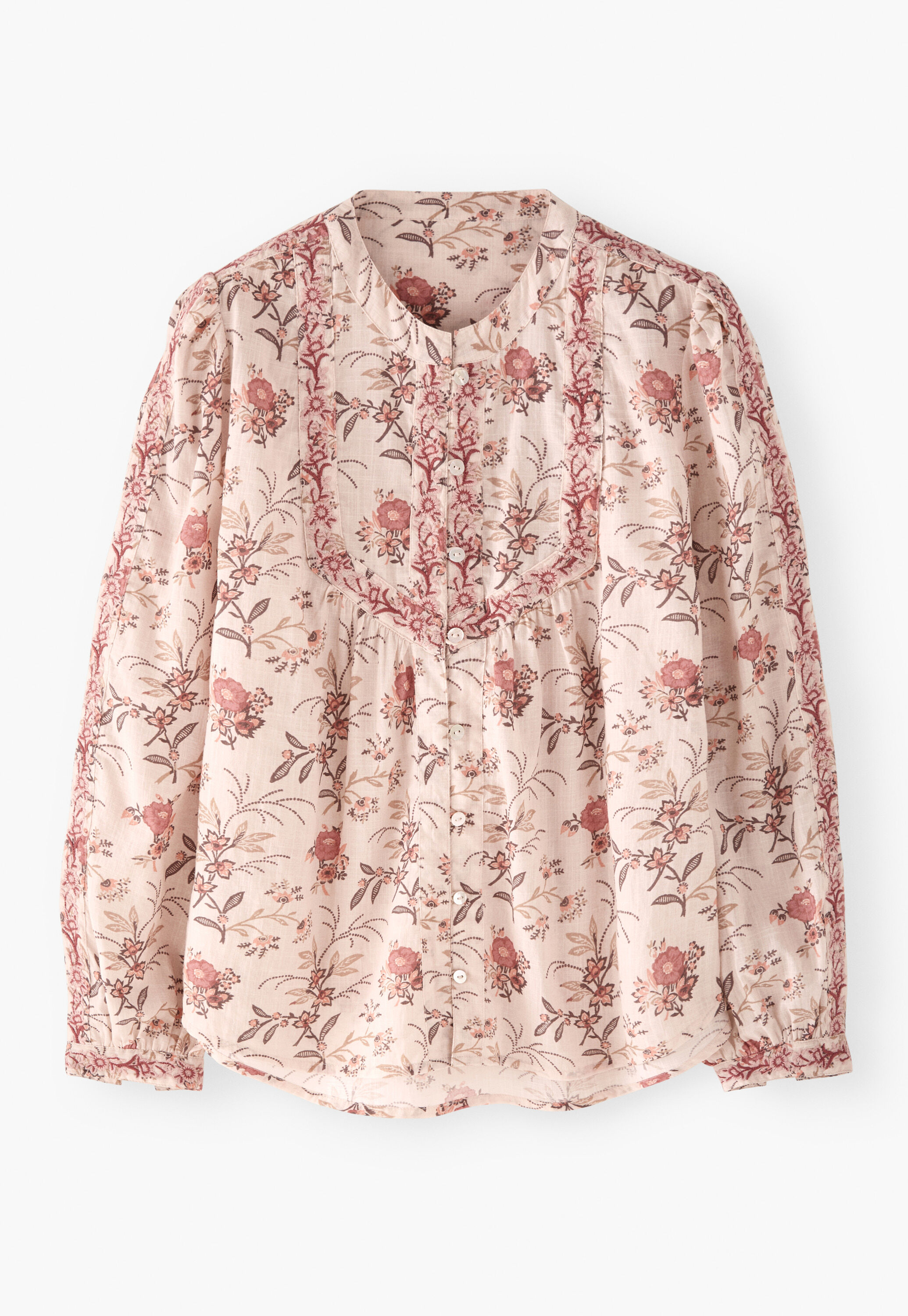 Bestickte Bluse mit Print, Rouge, large