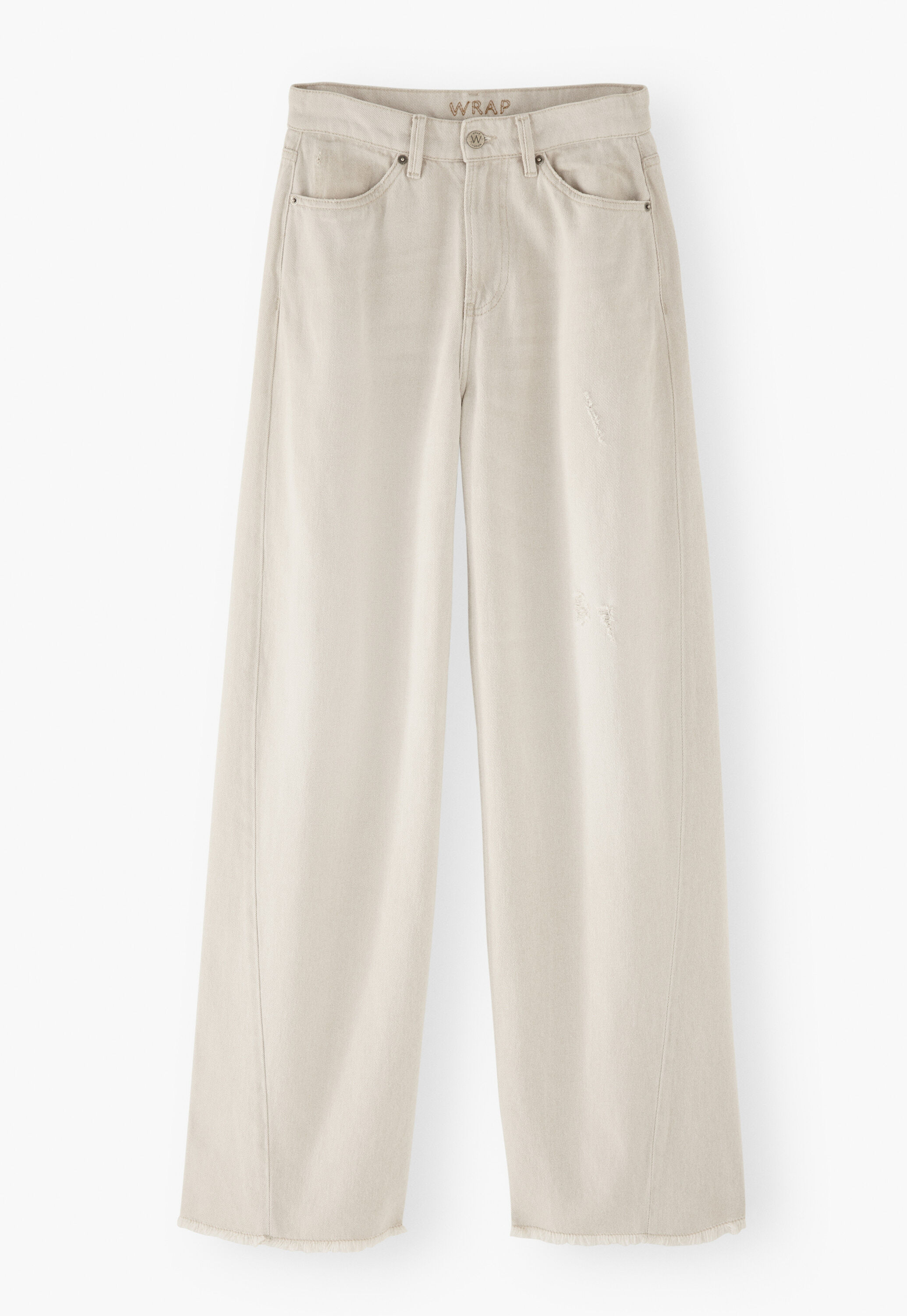 Mittelhoch taillierte Jeans mit weitem Bein, Pergament, large