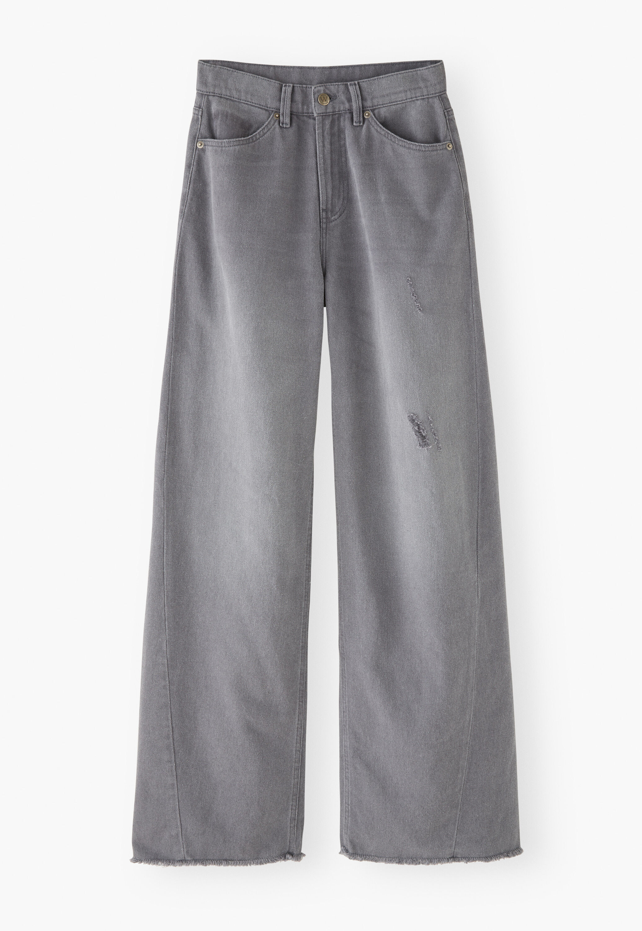 Mittelhoch taillierte Jeans mit weitem Bein, Dunkles Grau, large