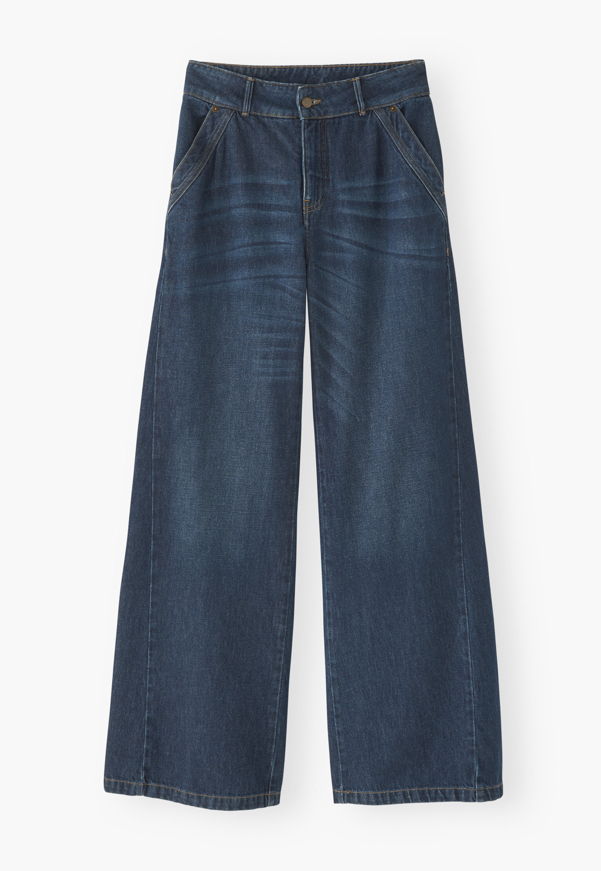 Jeans mit weitem Schlag, Dunkles Ozeanblau, large