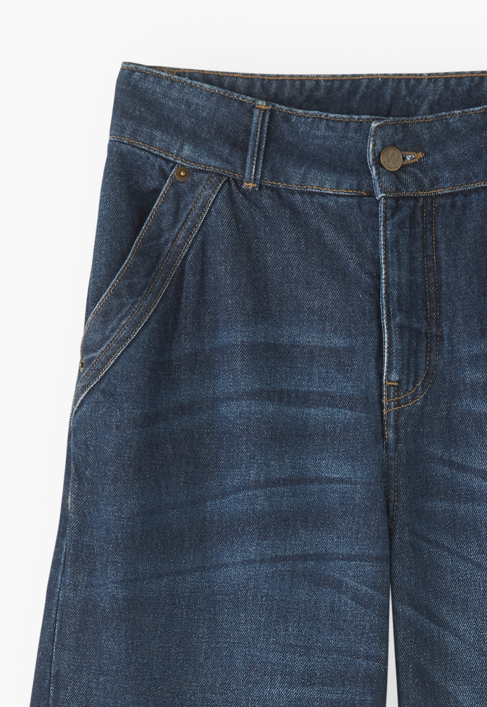 Jeans mit weitem Schlag, Dunkles Ozeanblau, large