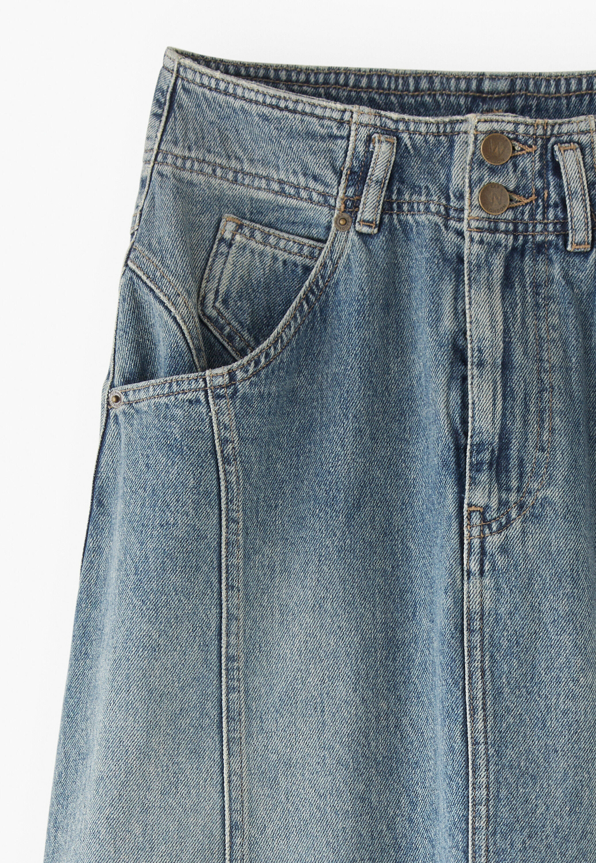 Langer Denim-Rock, Mittlere Waschung, large