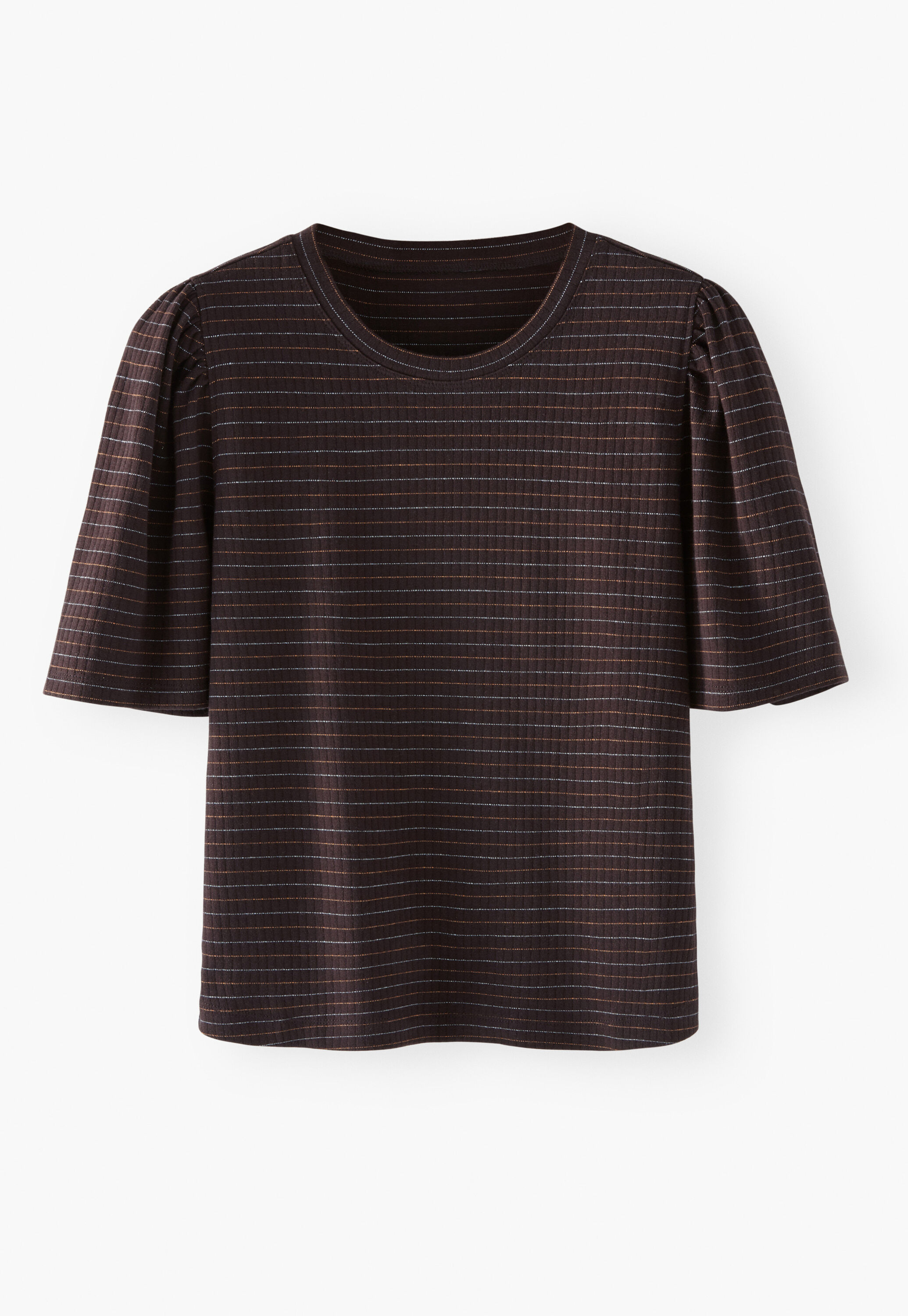 T-Shirt mit Puff&auml;rmeln, Dunkler Espresso, large