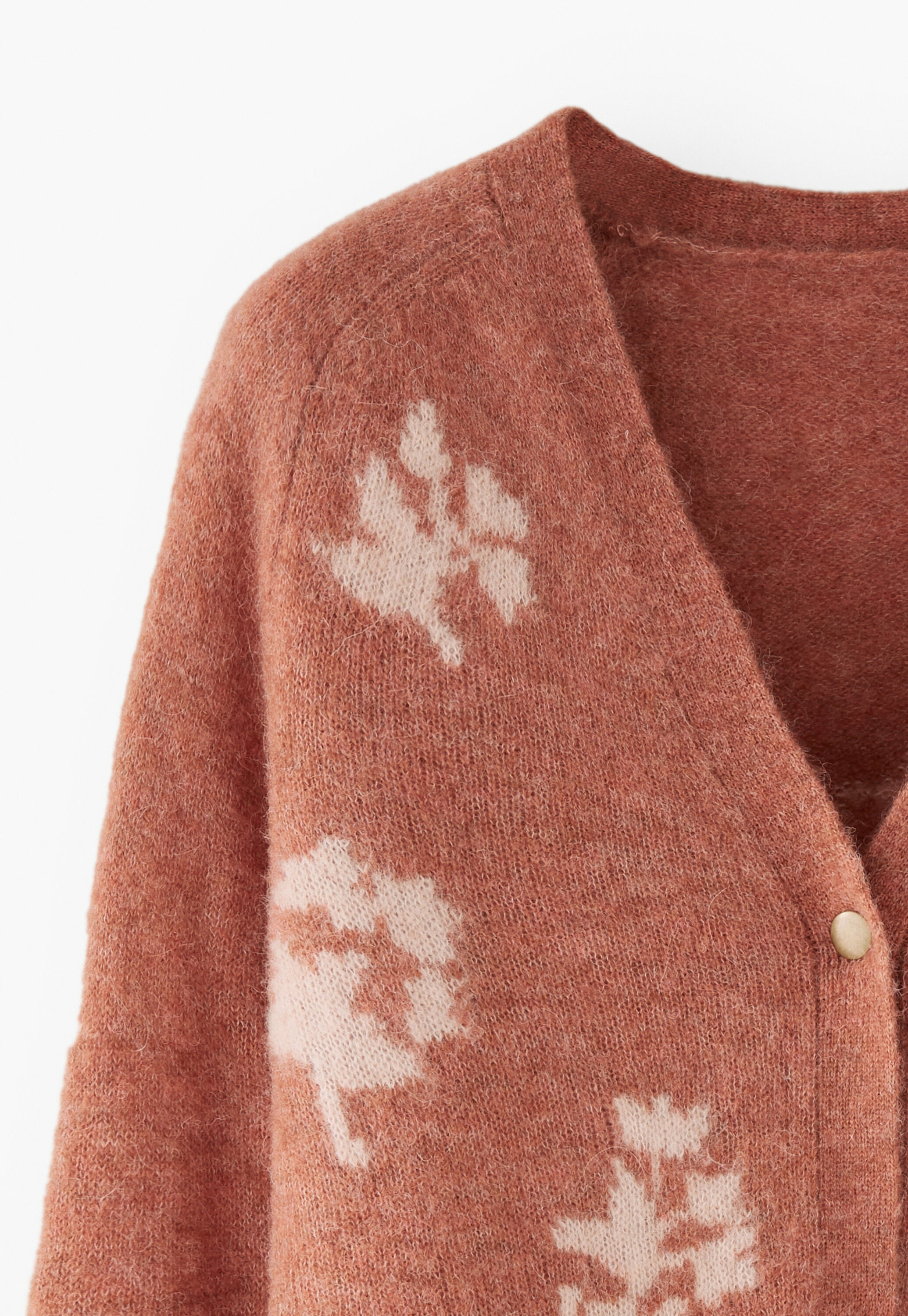 Intarsien-Cardigan mit V-Ausschnitt