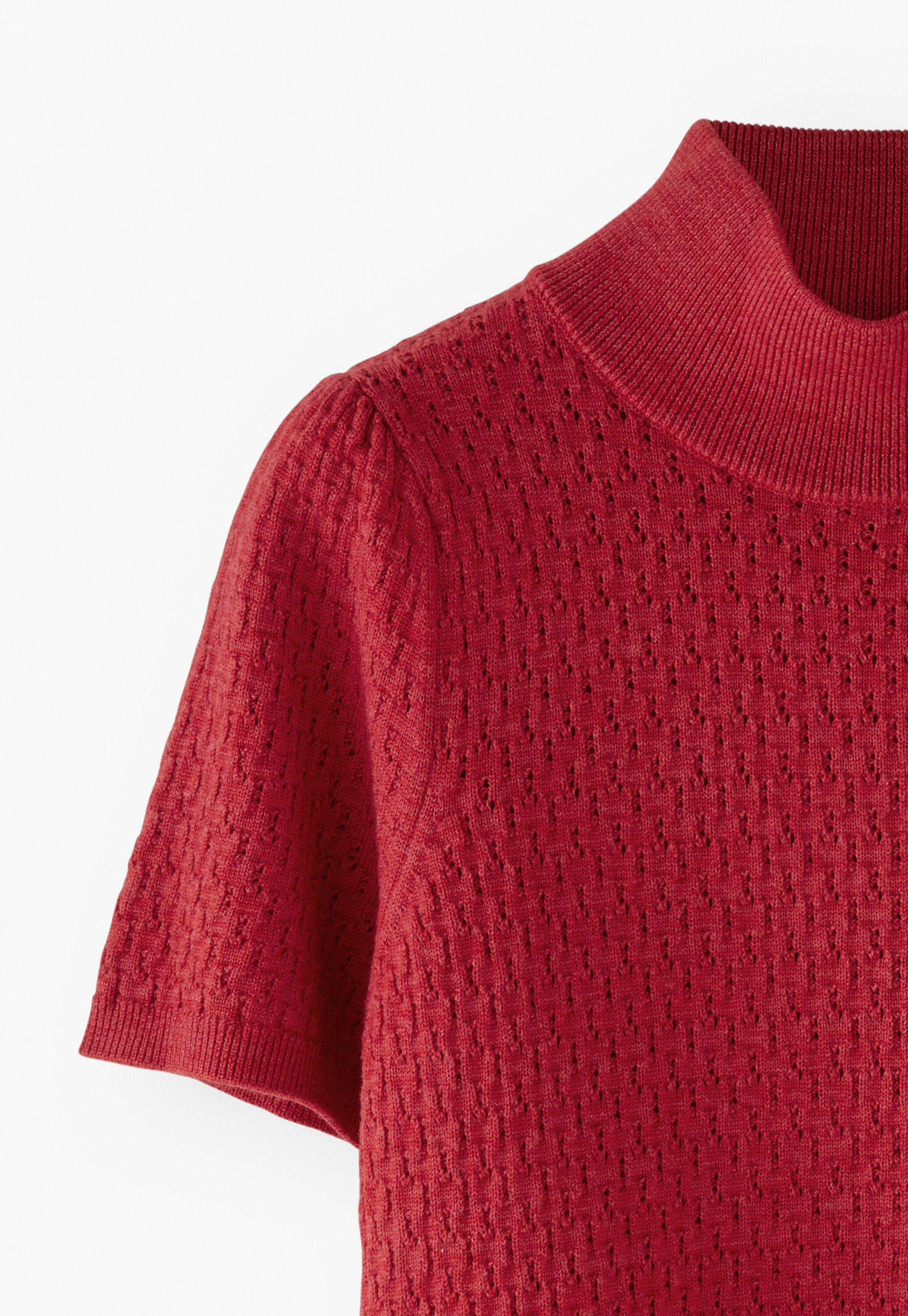 Pointelle-Pullover, Scharlachrot, large
