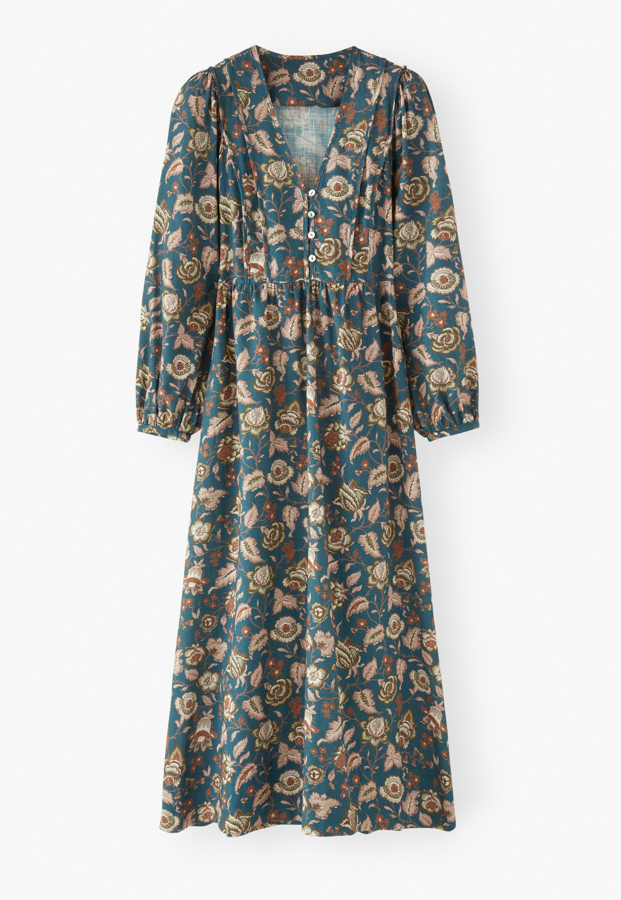 Print-Kleid, Petrol/Rost, large