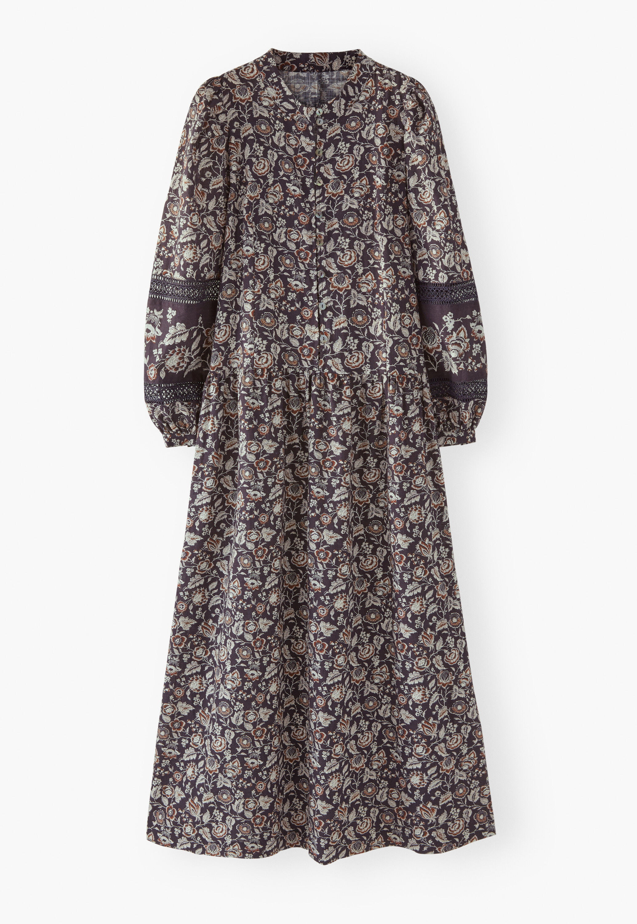 Print-Kleid mit tiefer Taille, Kohlschwarz/Nerz, large