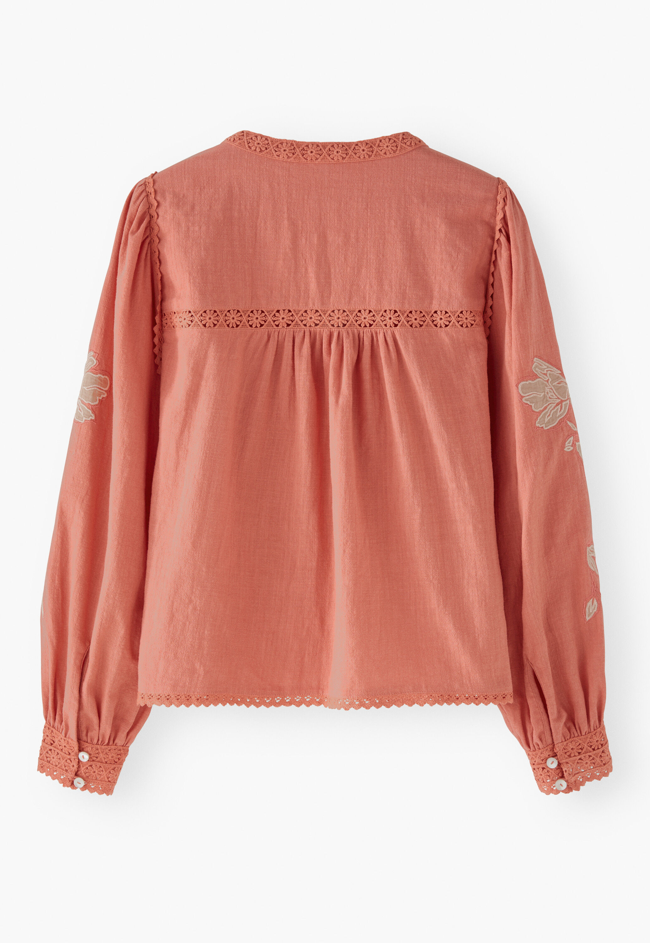 Bluse mit Applikationen, Koralle/Rouge, large