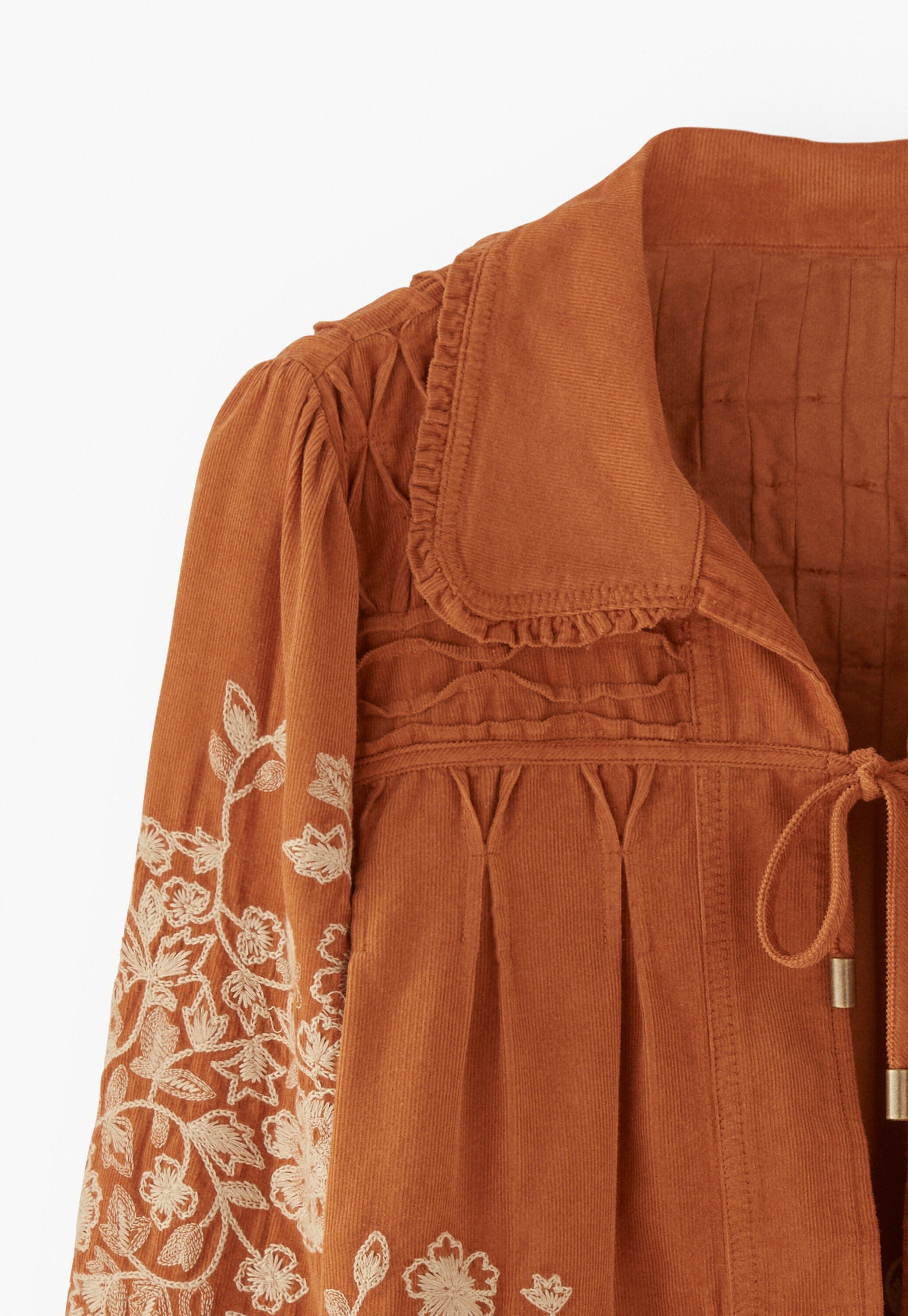 Bestickte Cordjacke, Rost, large