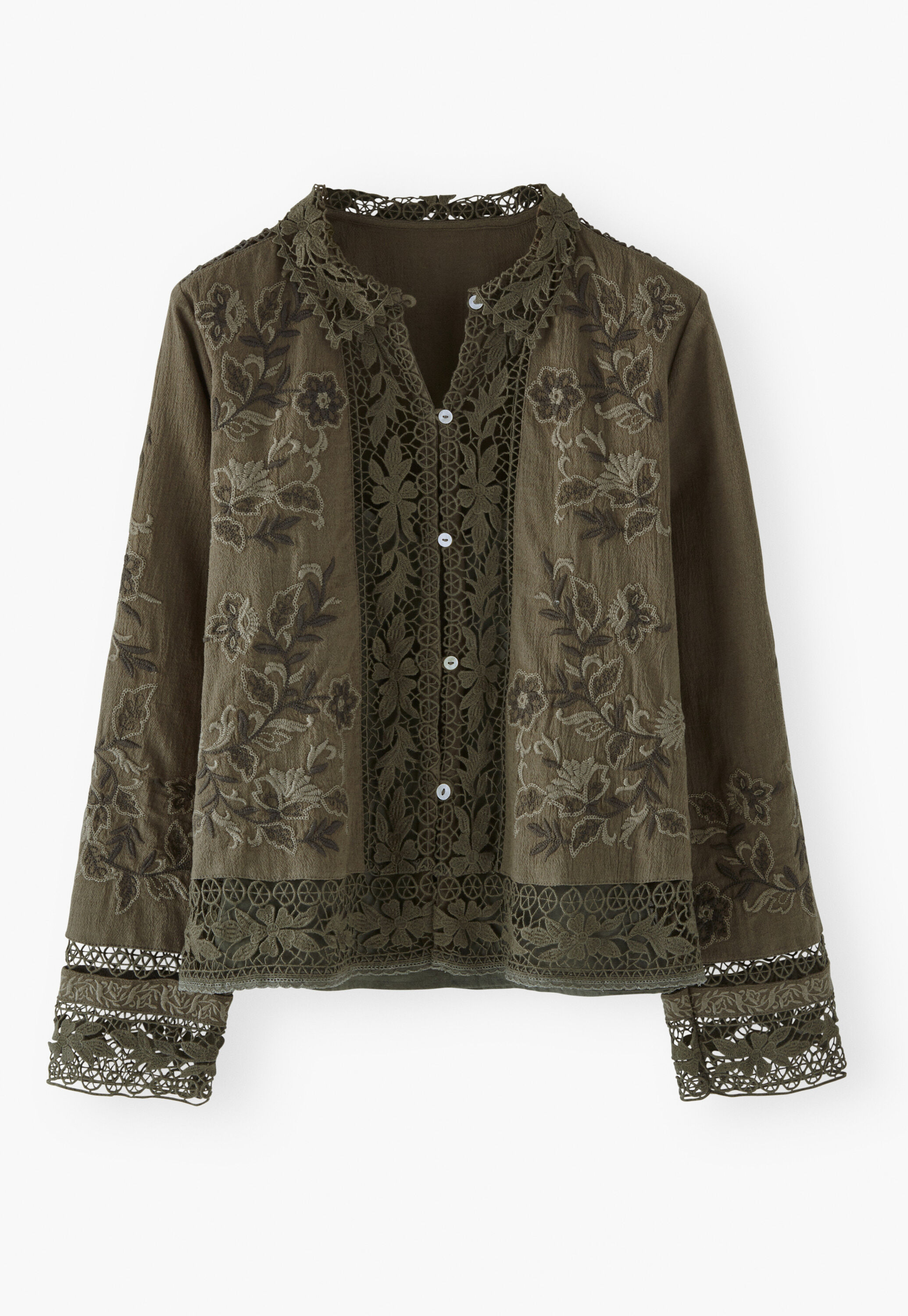 Bestickte Bluse mit Spitze