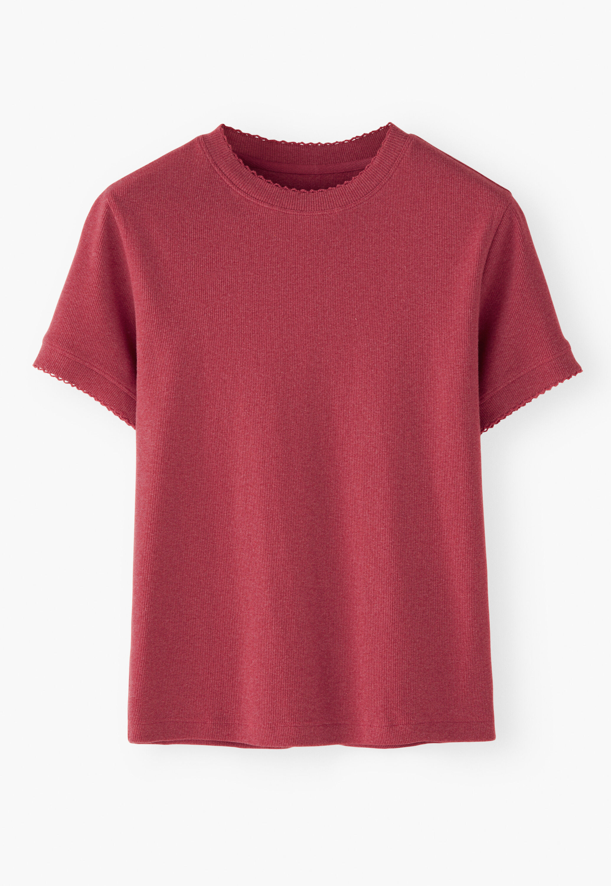 T-Shirt aus geripptem Jersey, Karmesinrot, large