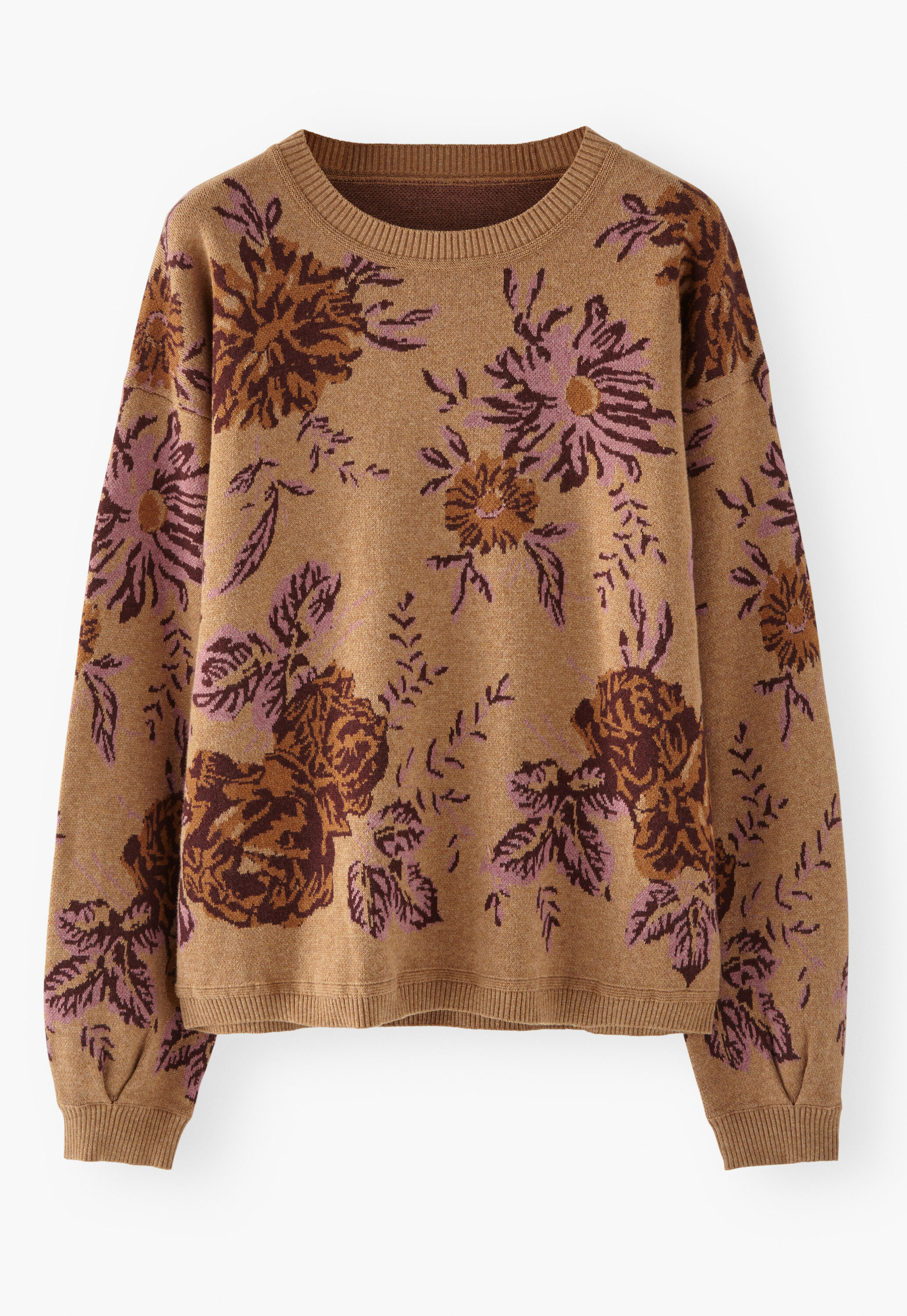 Jacquard-Pullover, Karamell/Orchidee, large