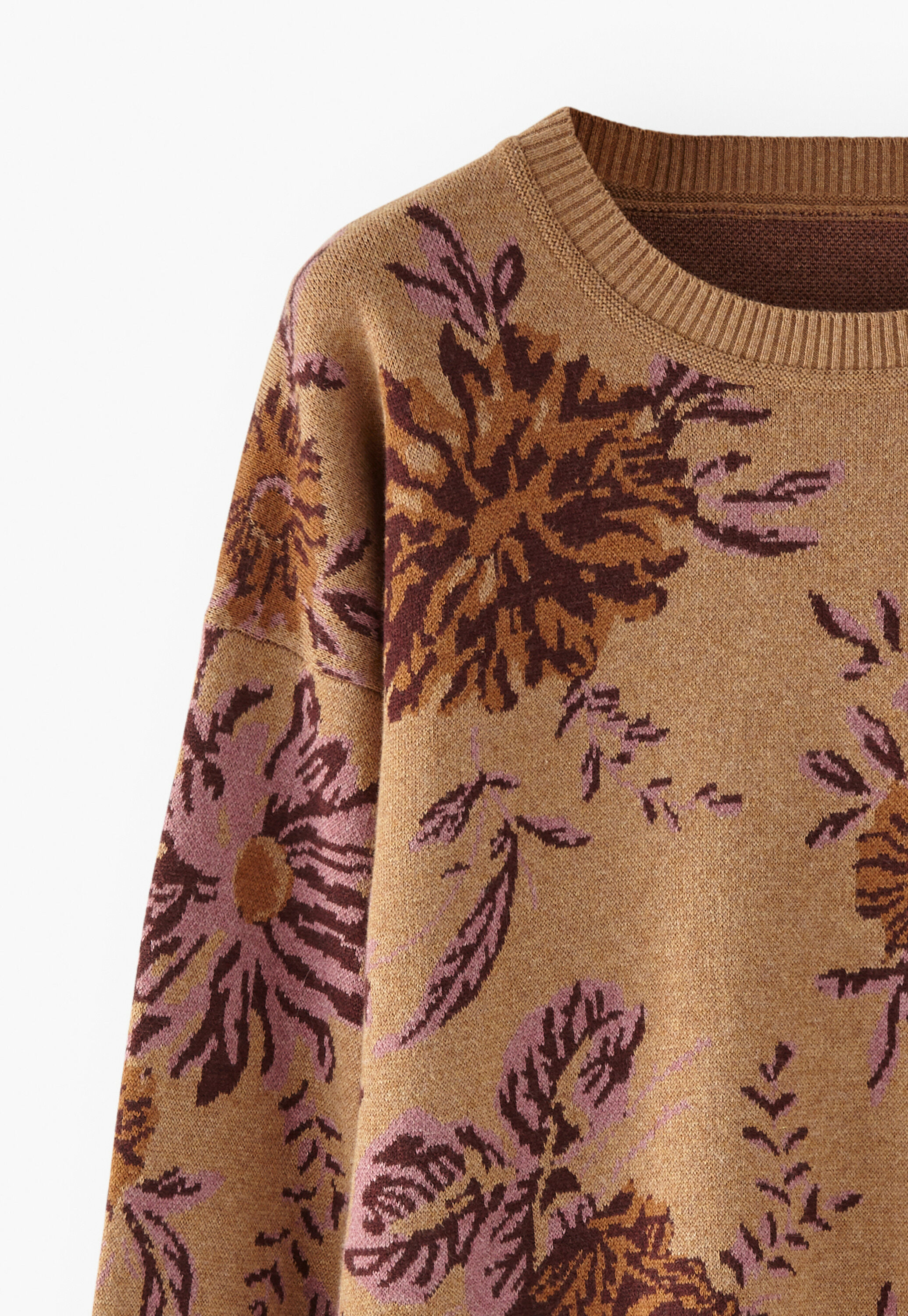 Jacquard-Pullover, Karamell/Orchidee, large