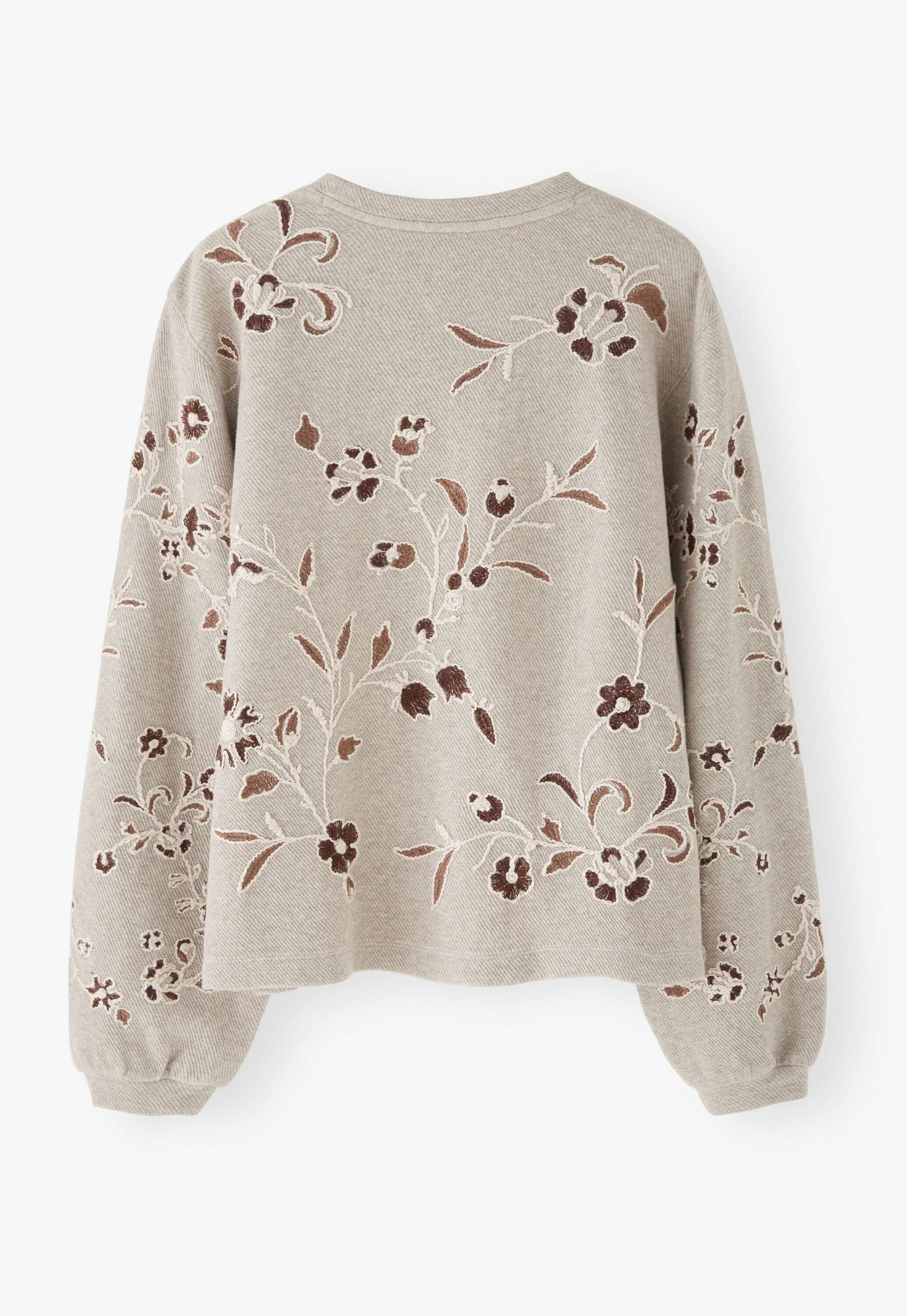 Besticktes Jersey-Oberteil, Helles Taupe, large