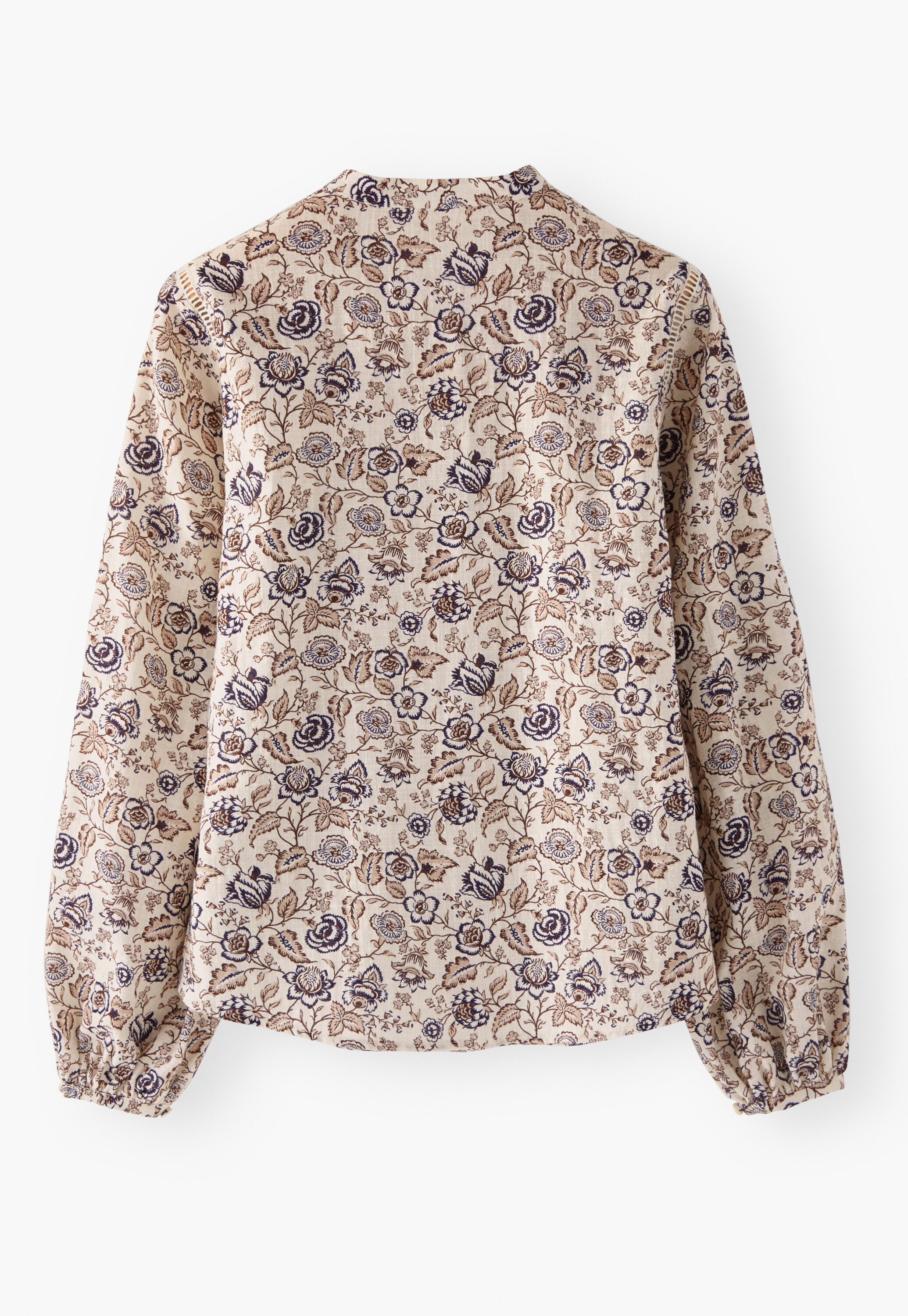 Bluse mit Print, Ecru/Rehbraun, large