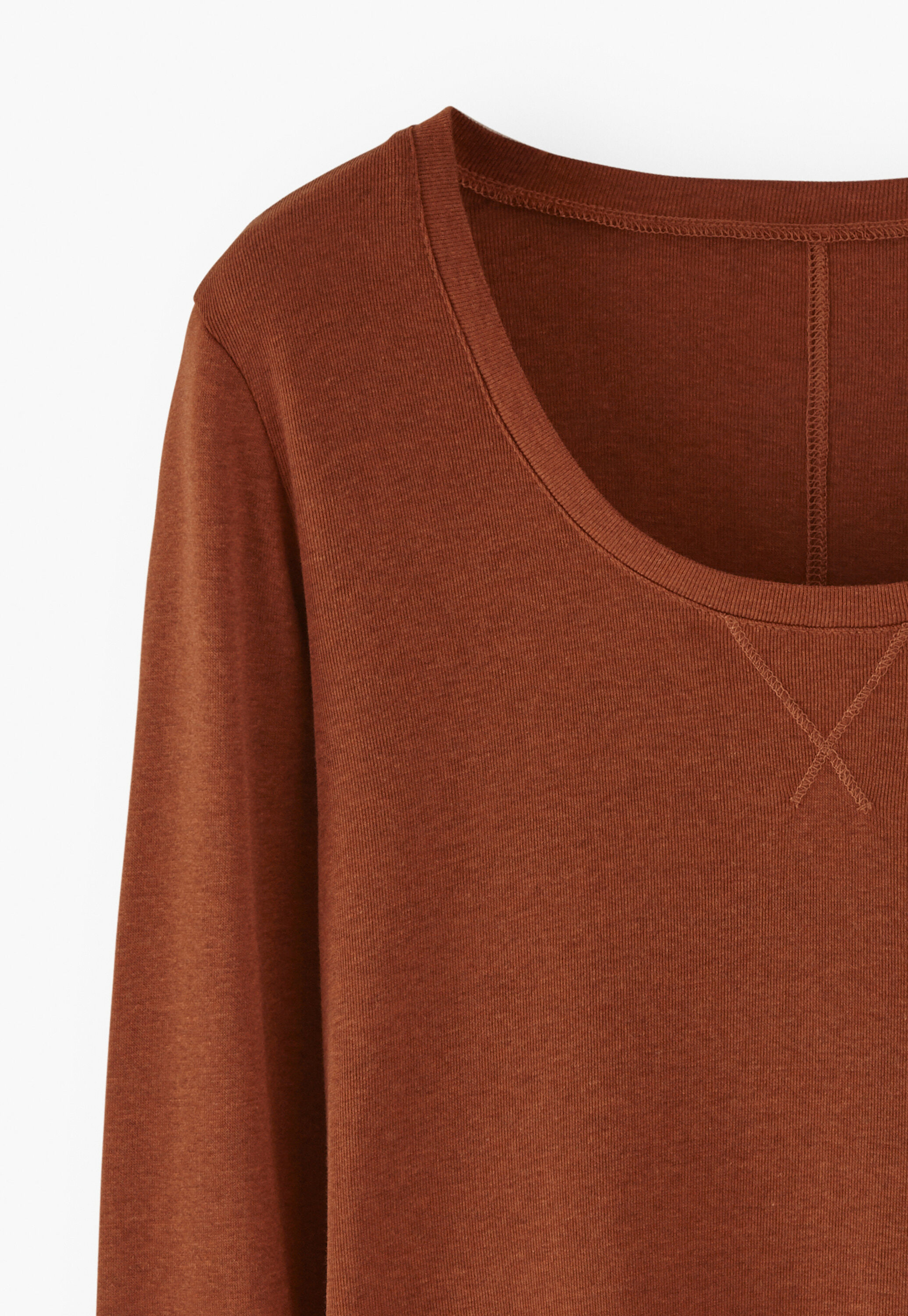 Top mit U-Ausschnitt, Rostorange, large