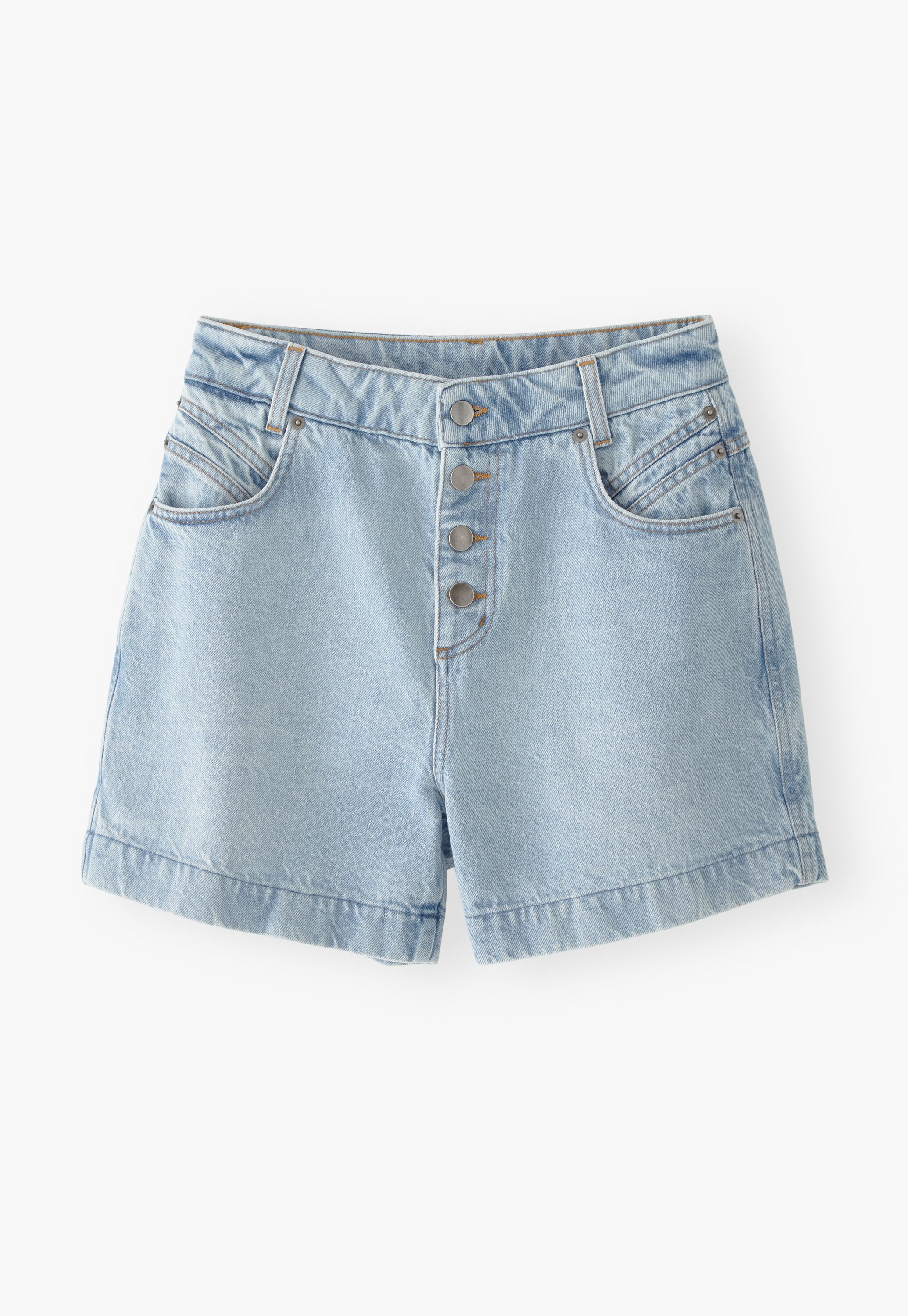 Denim-Shorts mit hoher Taille