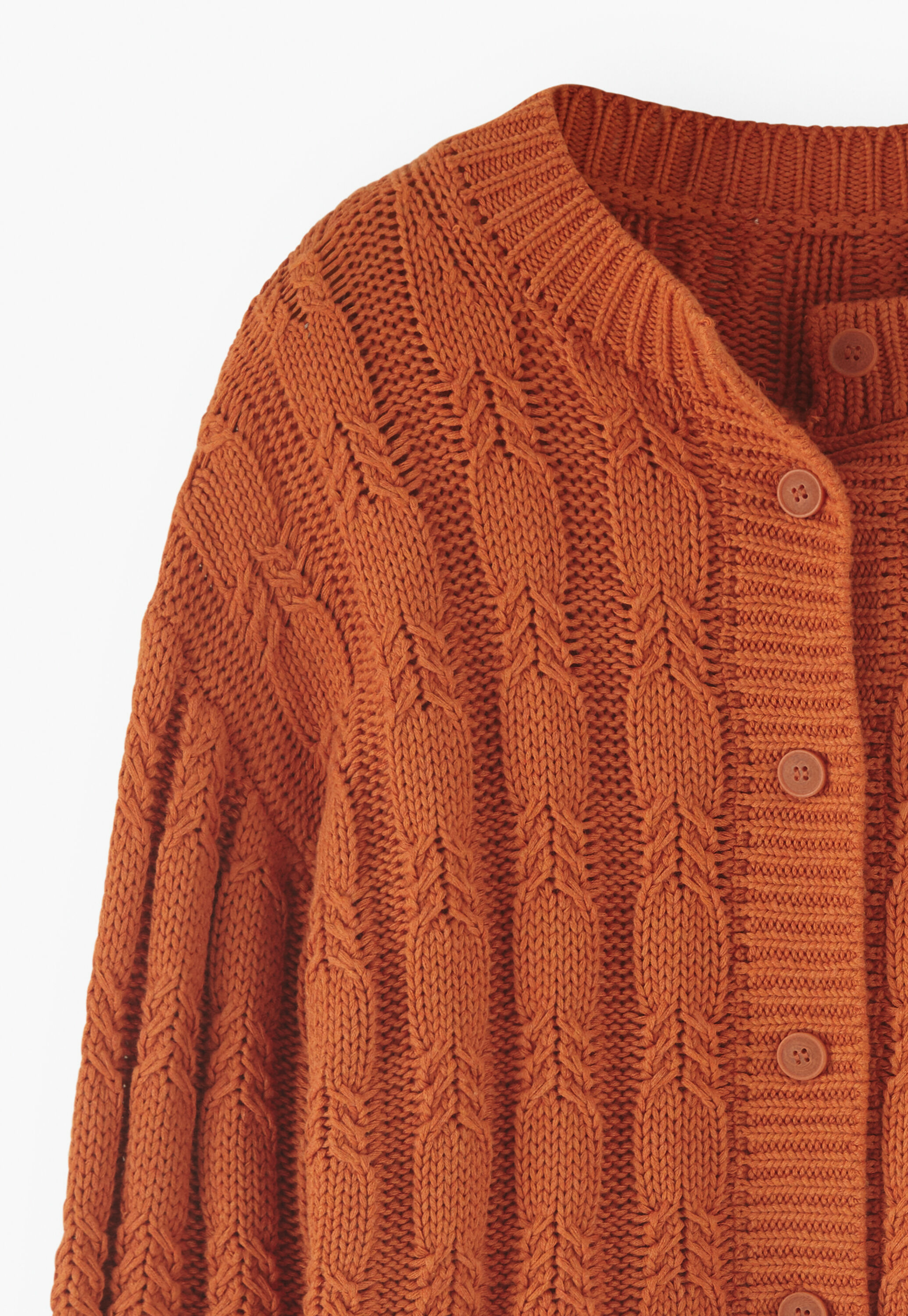 Cardigan mit Zopfmuster, Orangerot, large